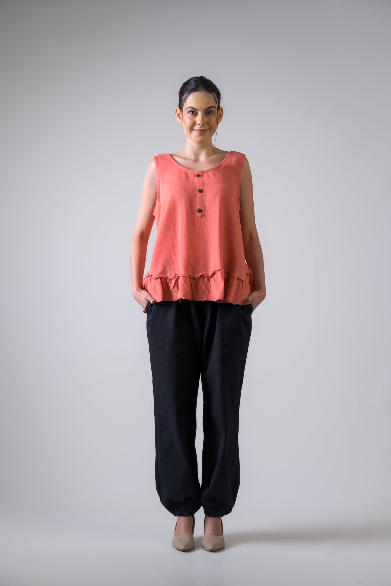 Rhea Buttons Tank Top Black / One Size