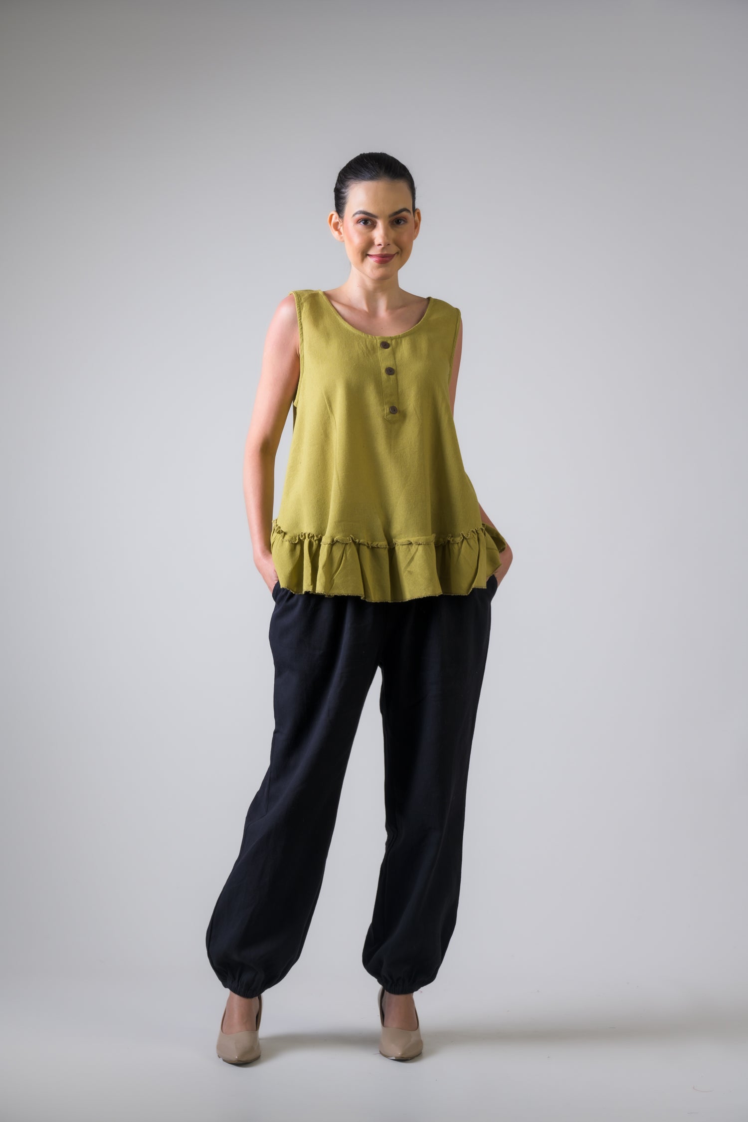 Rhea Buttons Tank Top Black / One Size