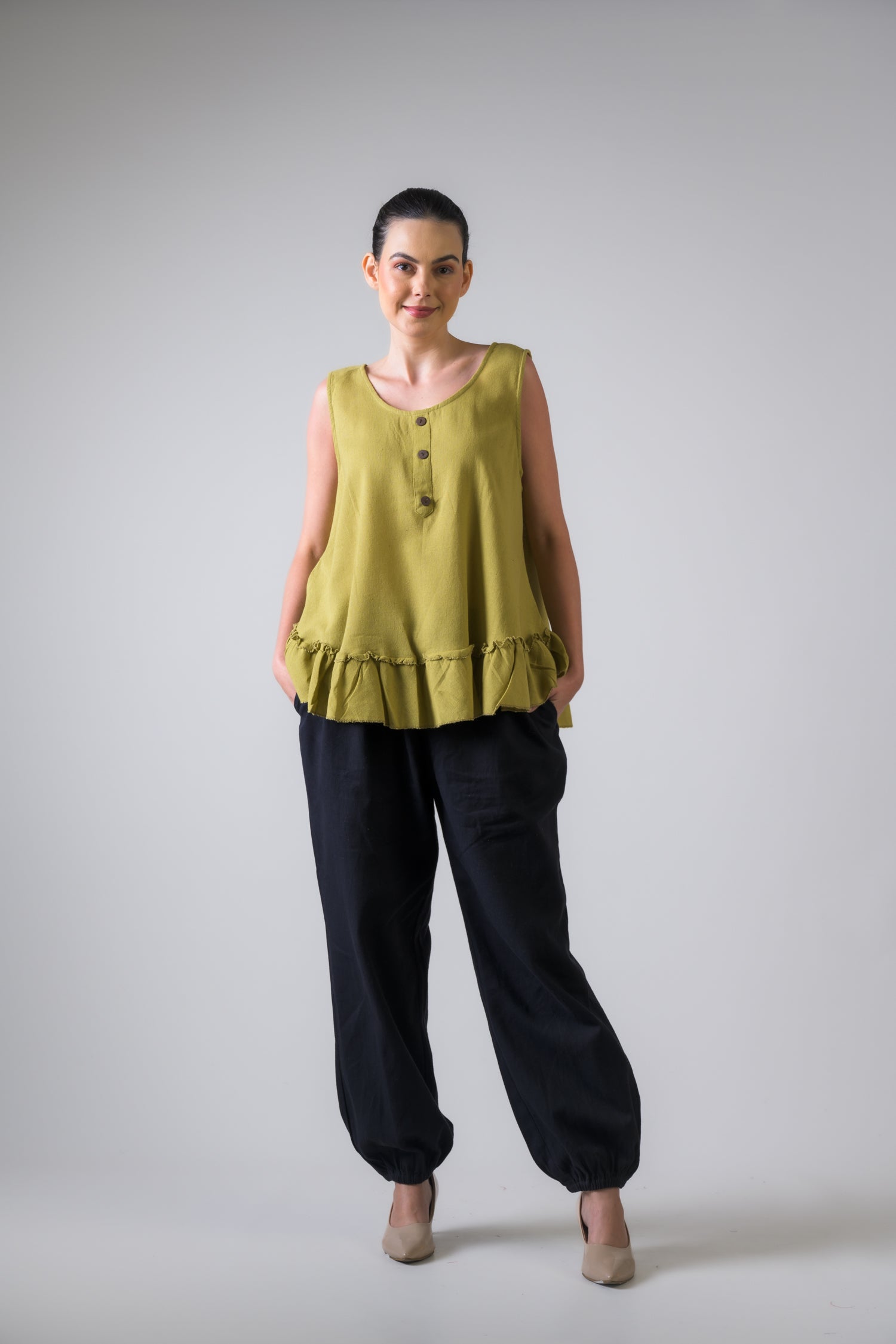 Rhea Buttons Tank Top Black / One Size