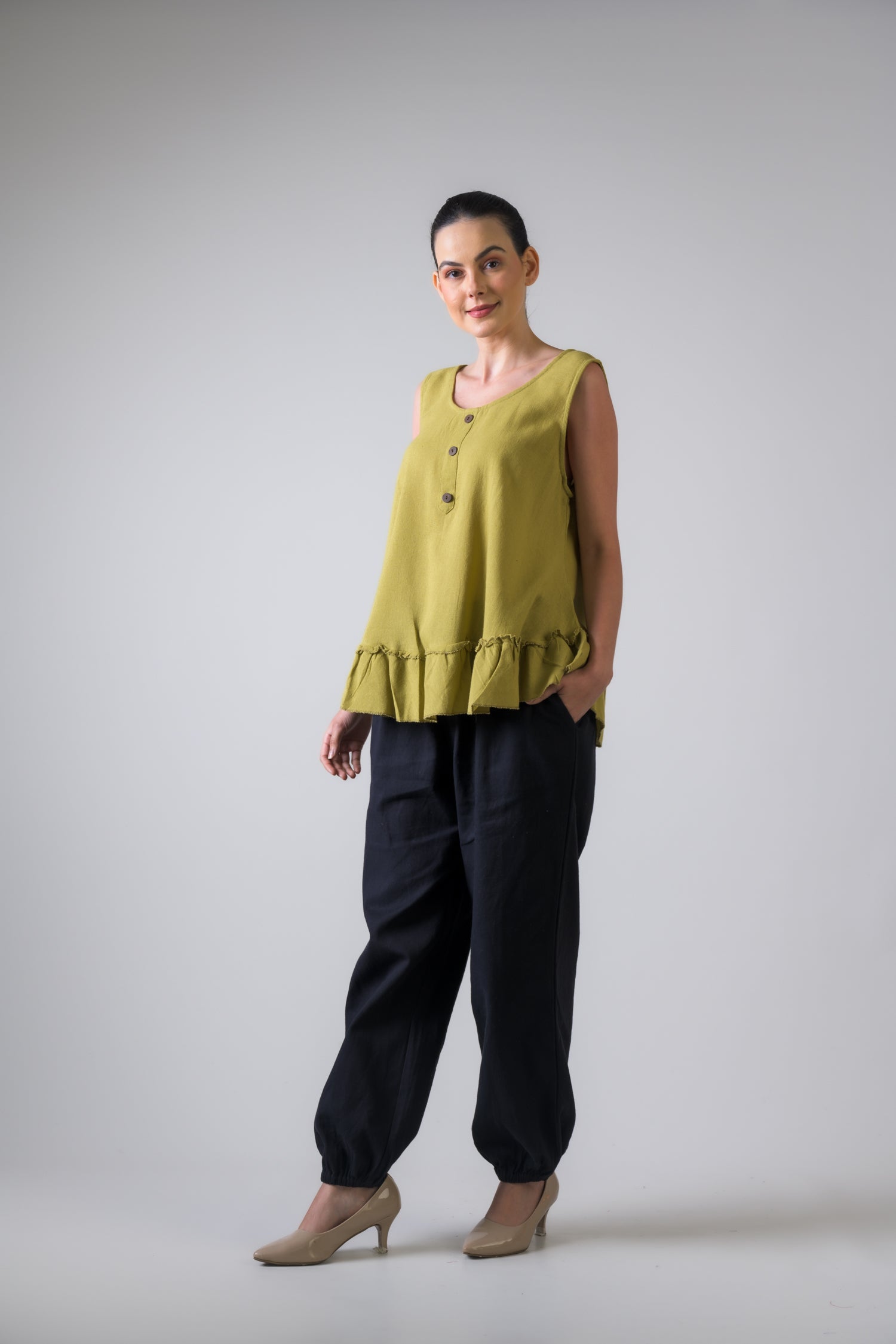 Rhea Buttons Tank Top Black / One Size