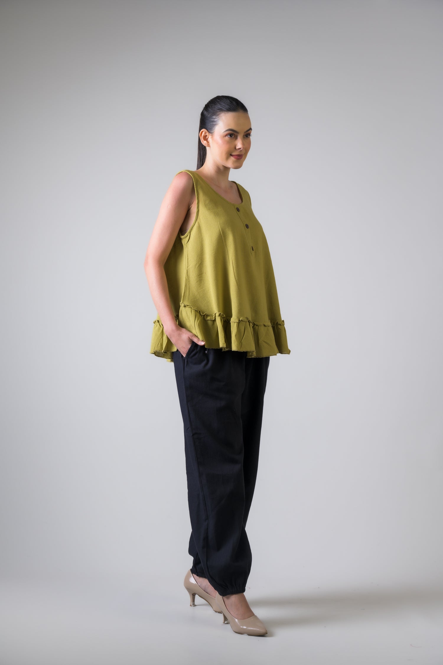 Rhea Buttons Tank Top Black / One Size