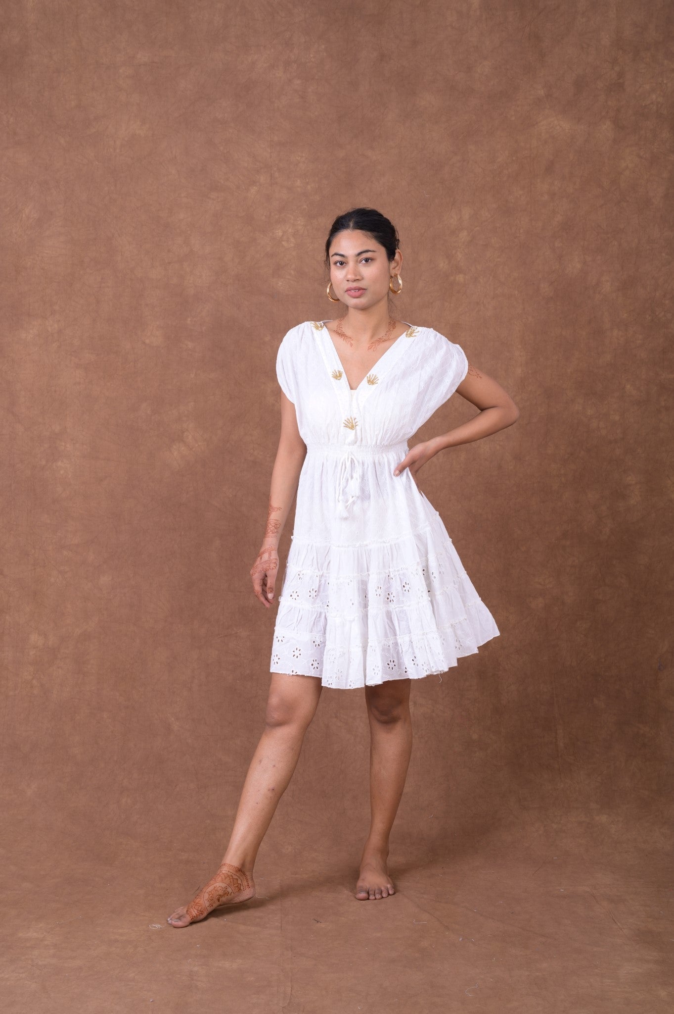 Rhea Schiffly V-Neck Dress