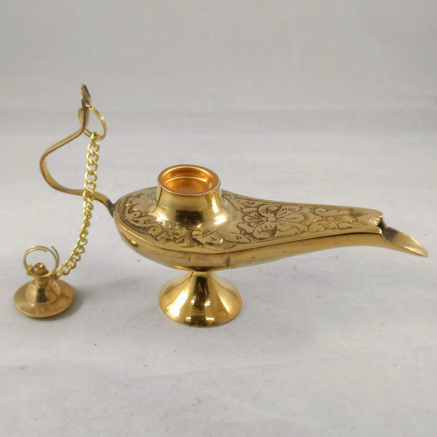 Brass Aladdin Lamp - ~5in Cone/Rope Burner