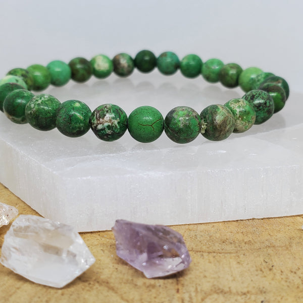 African Turquoise Bead Bracelet - 8mm
