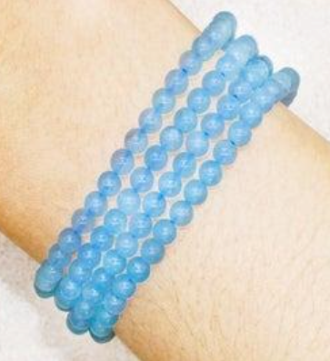 Aquamarine Beaded Bracelet - 10mm