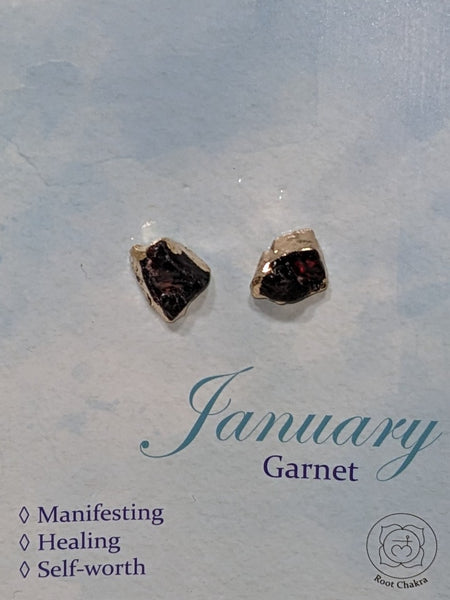 Birthstone Earrings - January - Garnet
