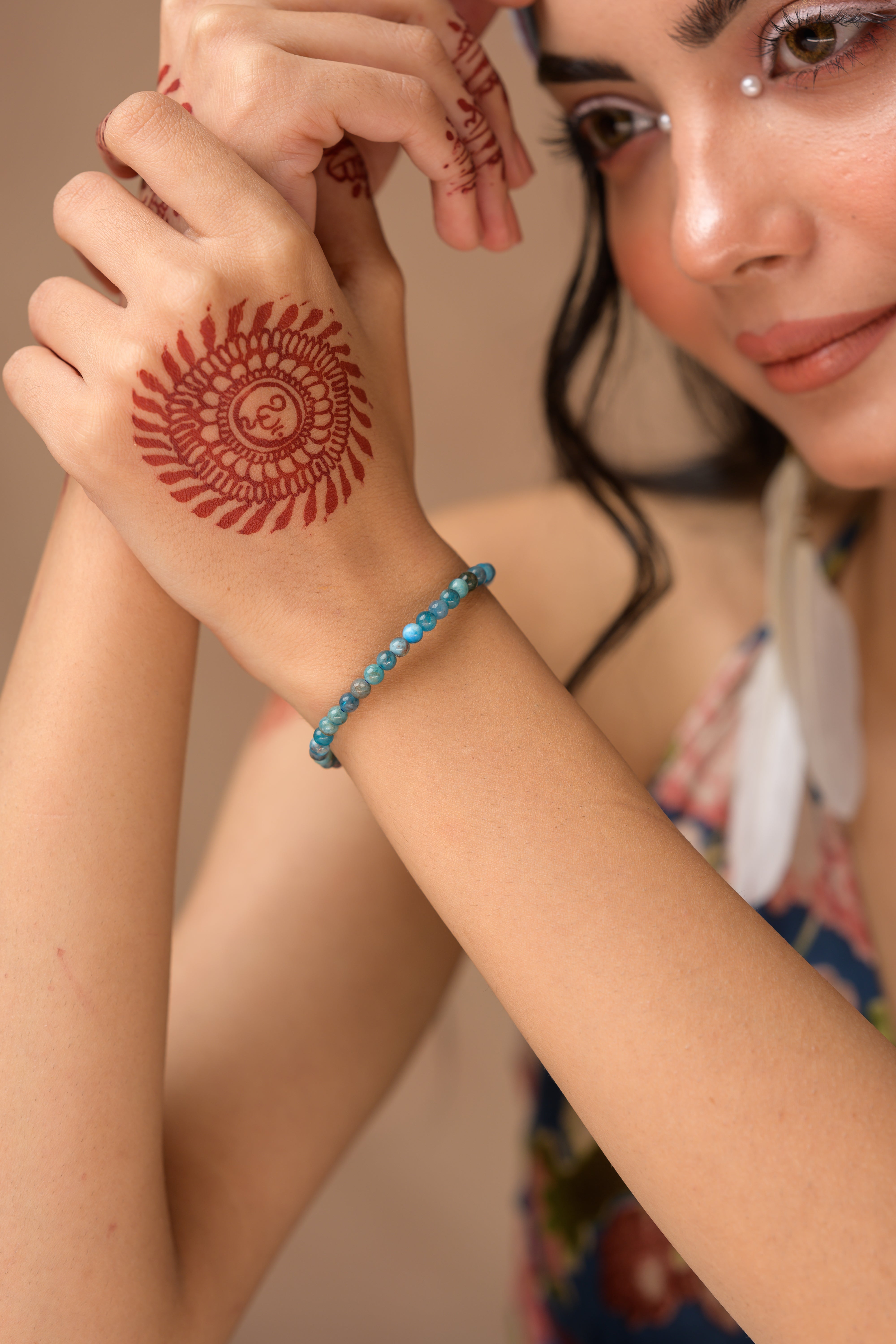 Blue Apatite Bead Bracelet