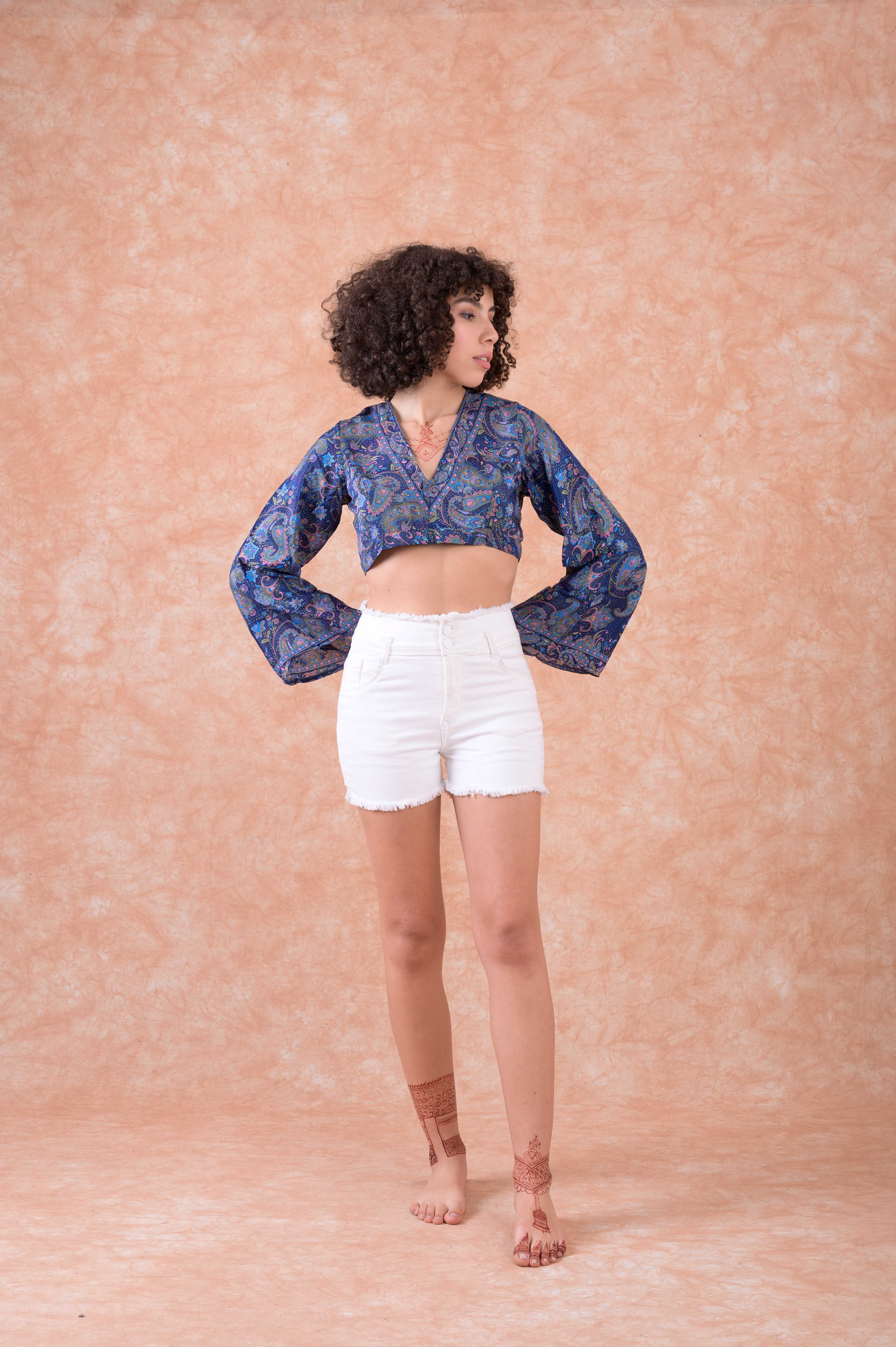 Rhea Bell Sleeve Crop Top