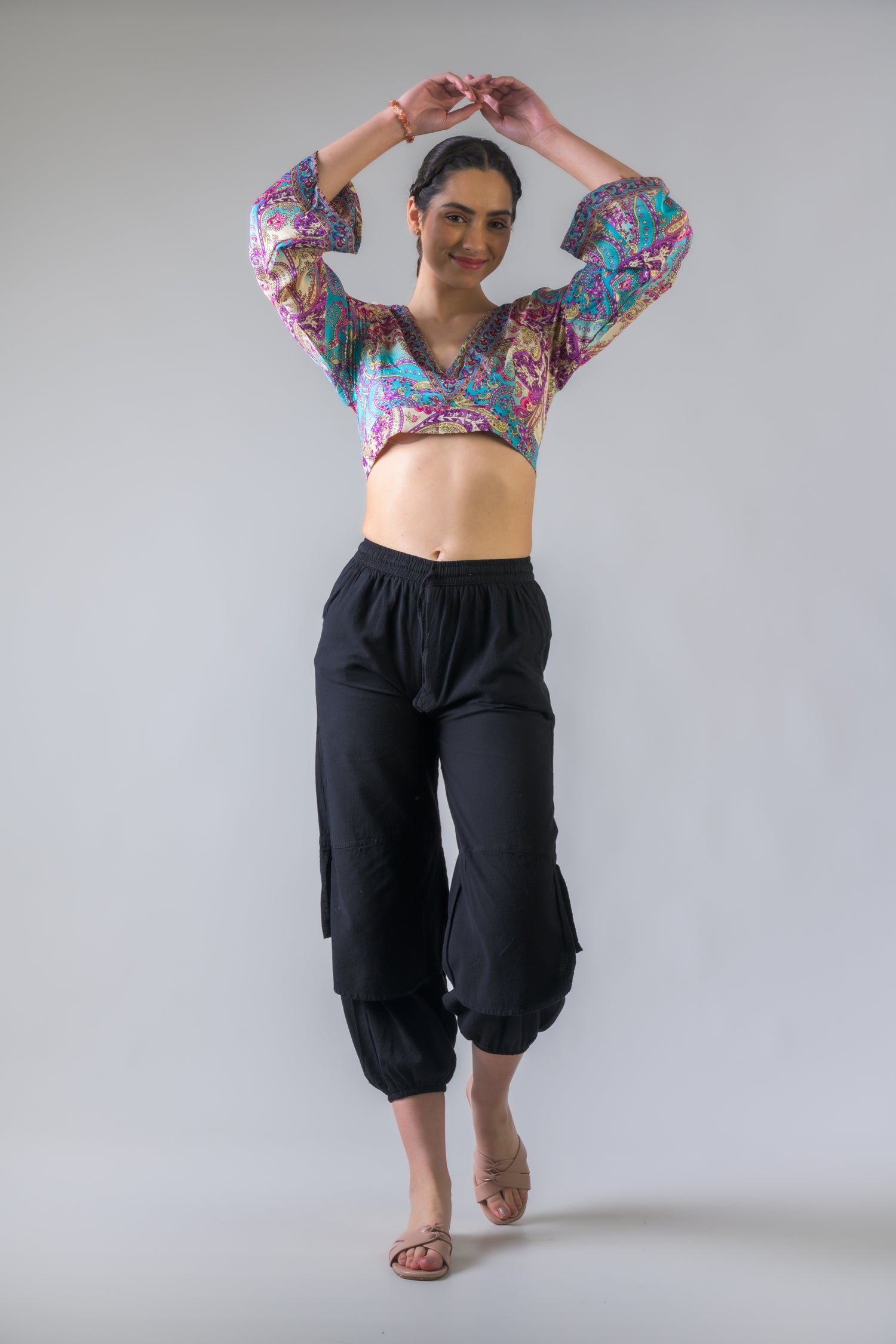 Rhea Bell Sleeve Crop Top Assorted / One Size