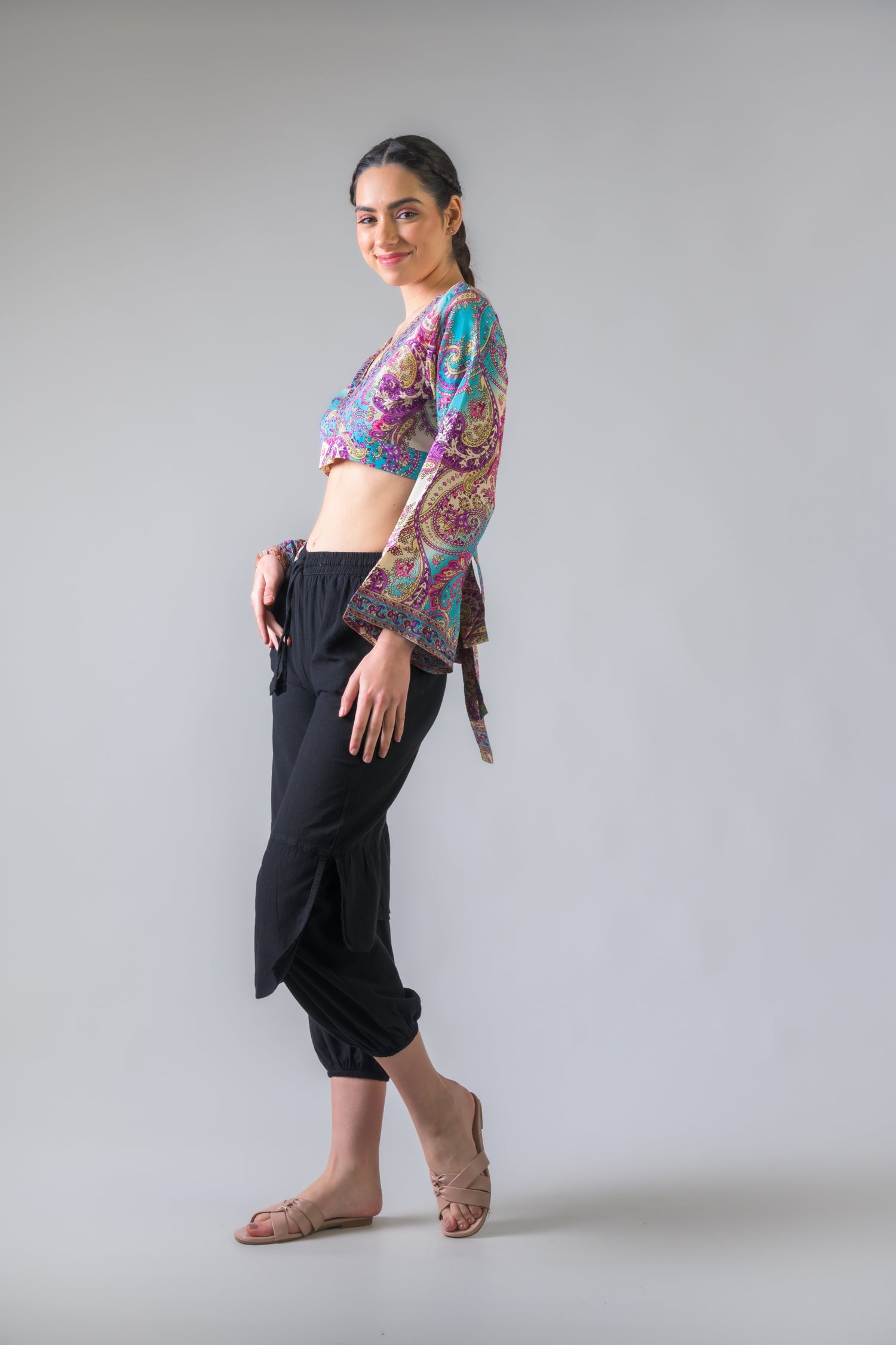 Rhea Bell Sleeve Crop Top Assorted / One Size