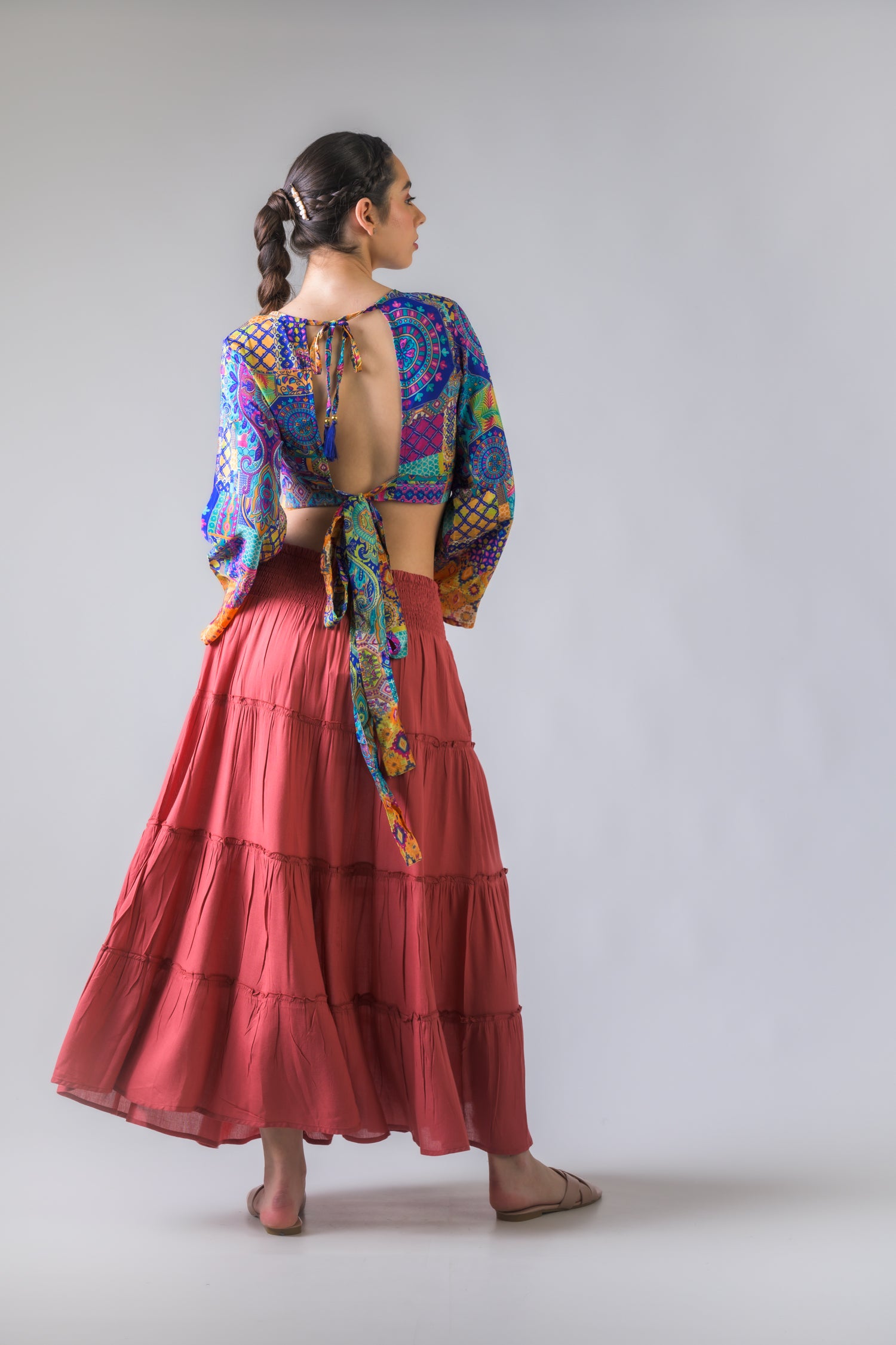 Rhea Bell Sleeve Crop Top Assorted / One Size