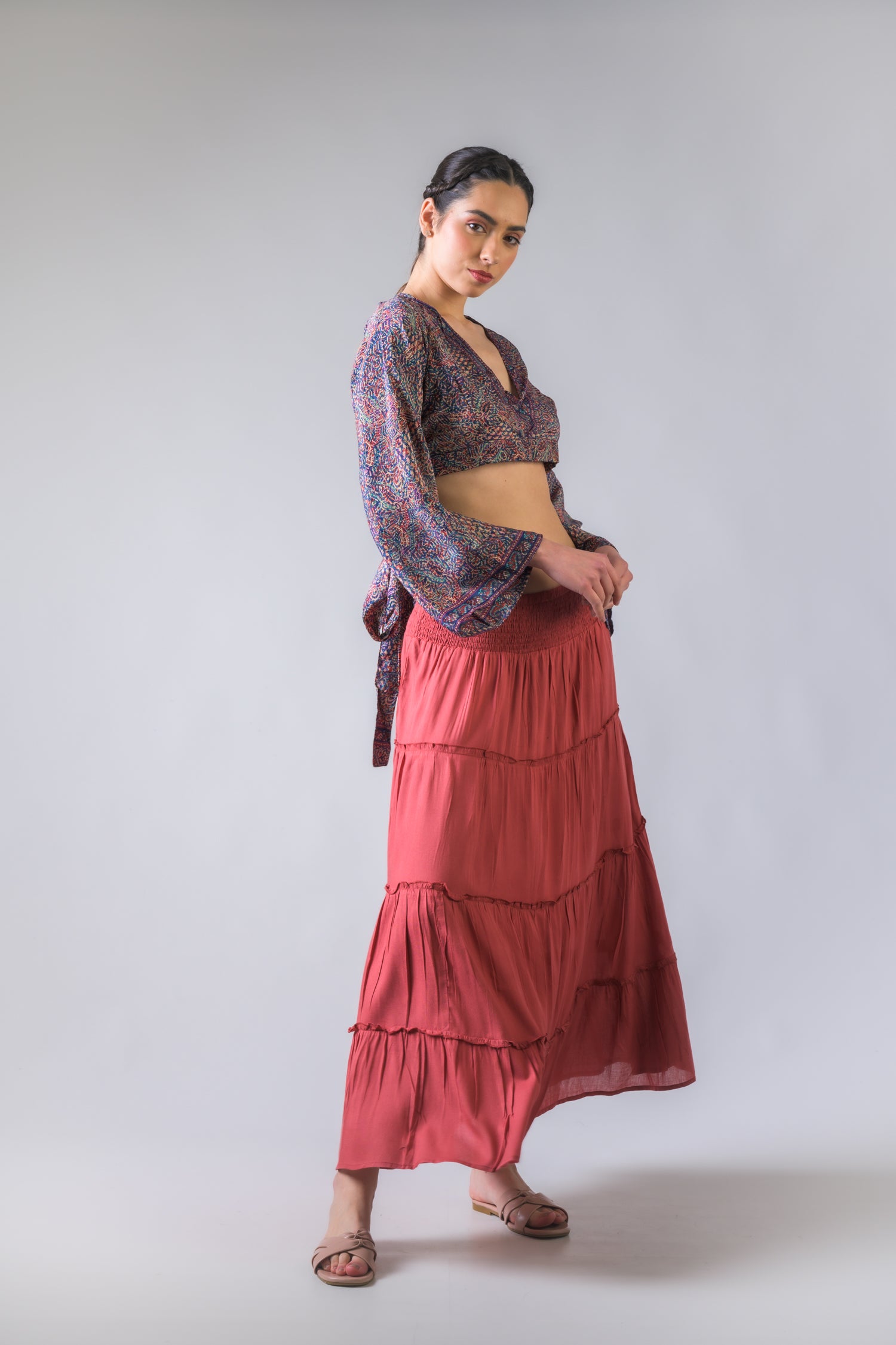 Rhea Bell Sleeve Crop Top Assorted / One Size