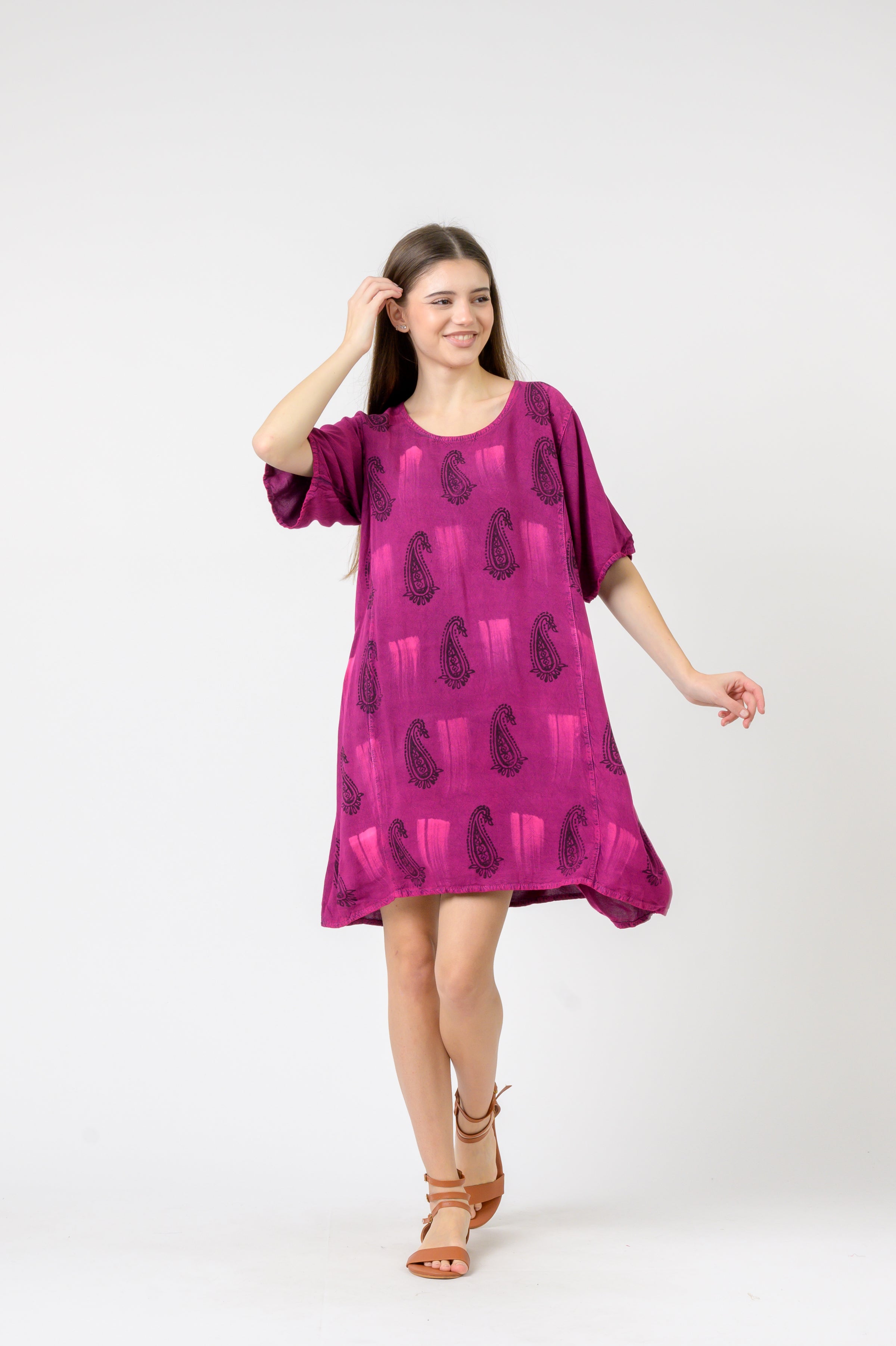 Rhea Short Sleeve Boho Print Top