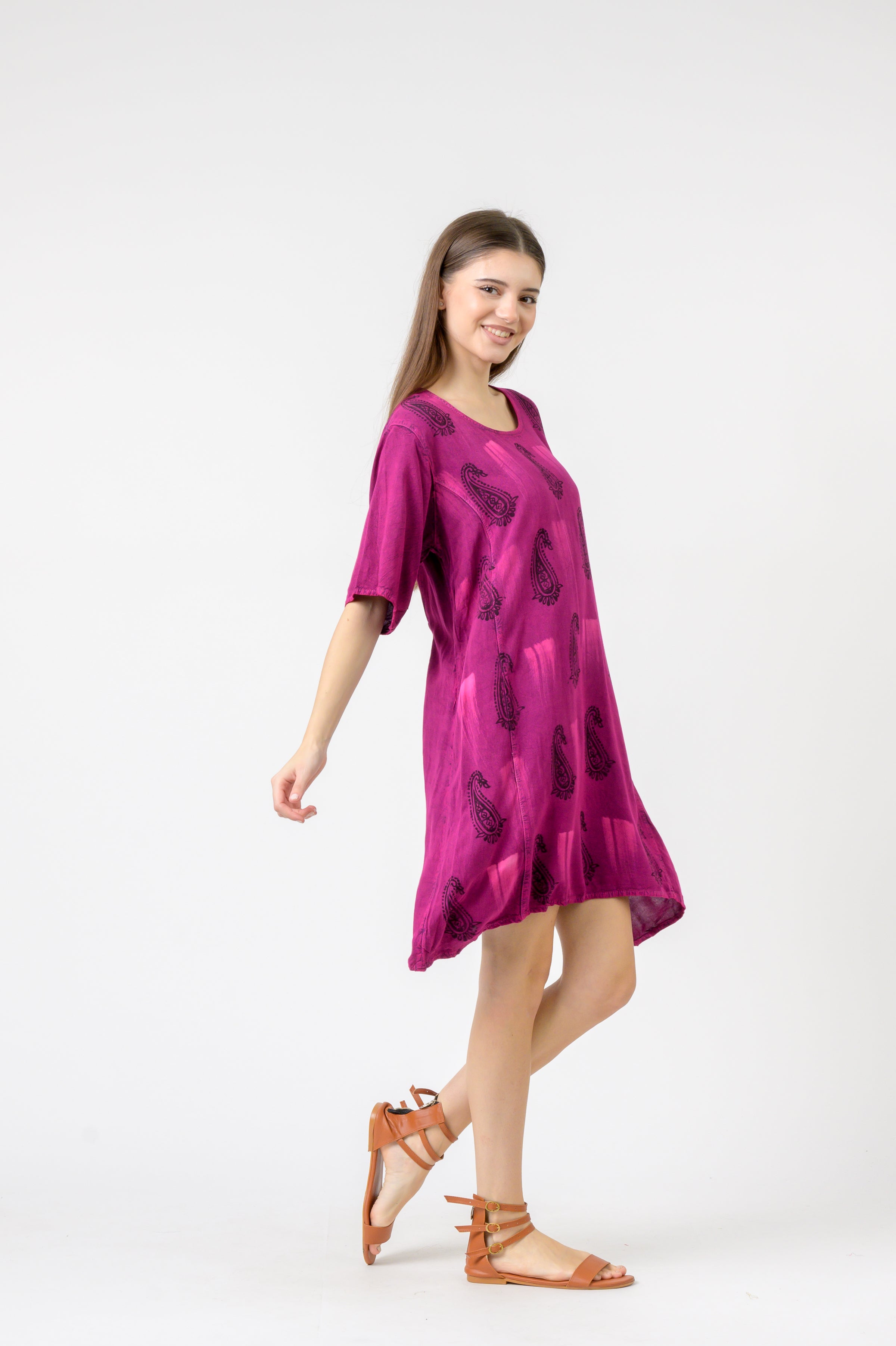 Rhea Short Sleeve Boho Print Top