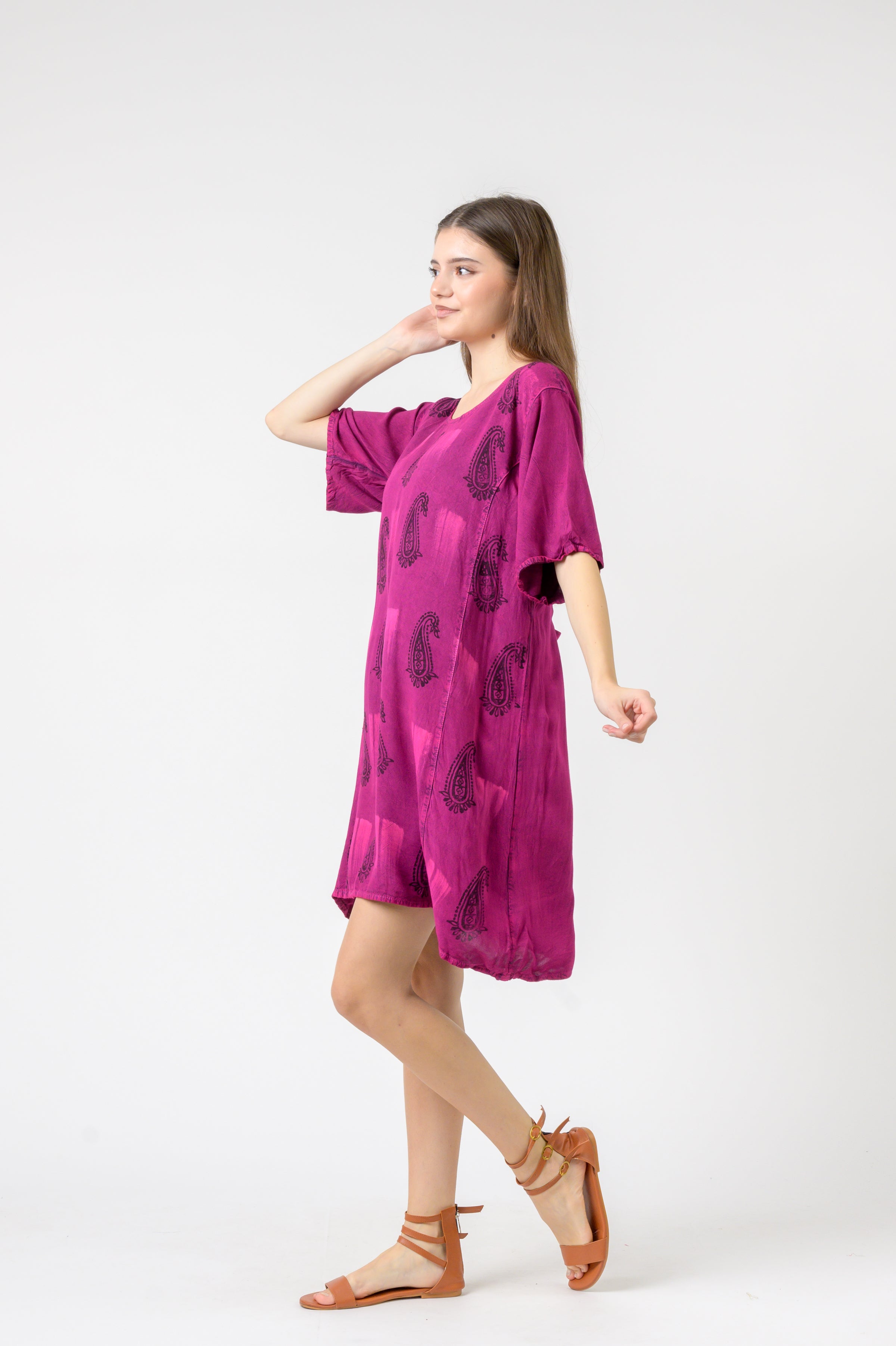 Rhea Short Sleeve Boho Print Top