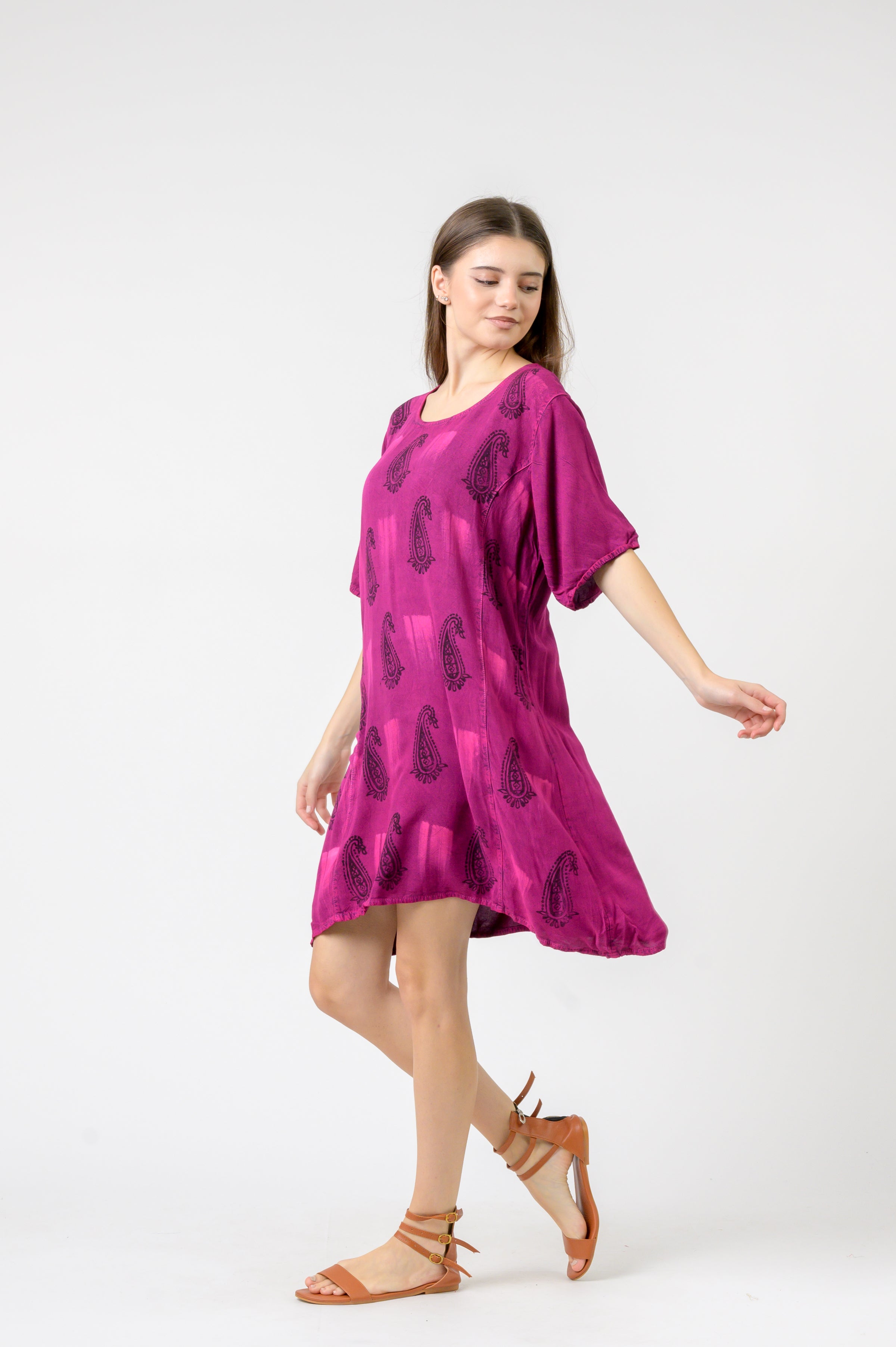 Rhea Short Sleeve Boho Print Top