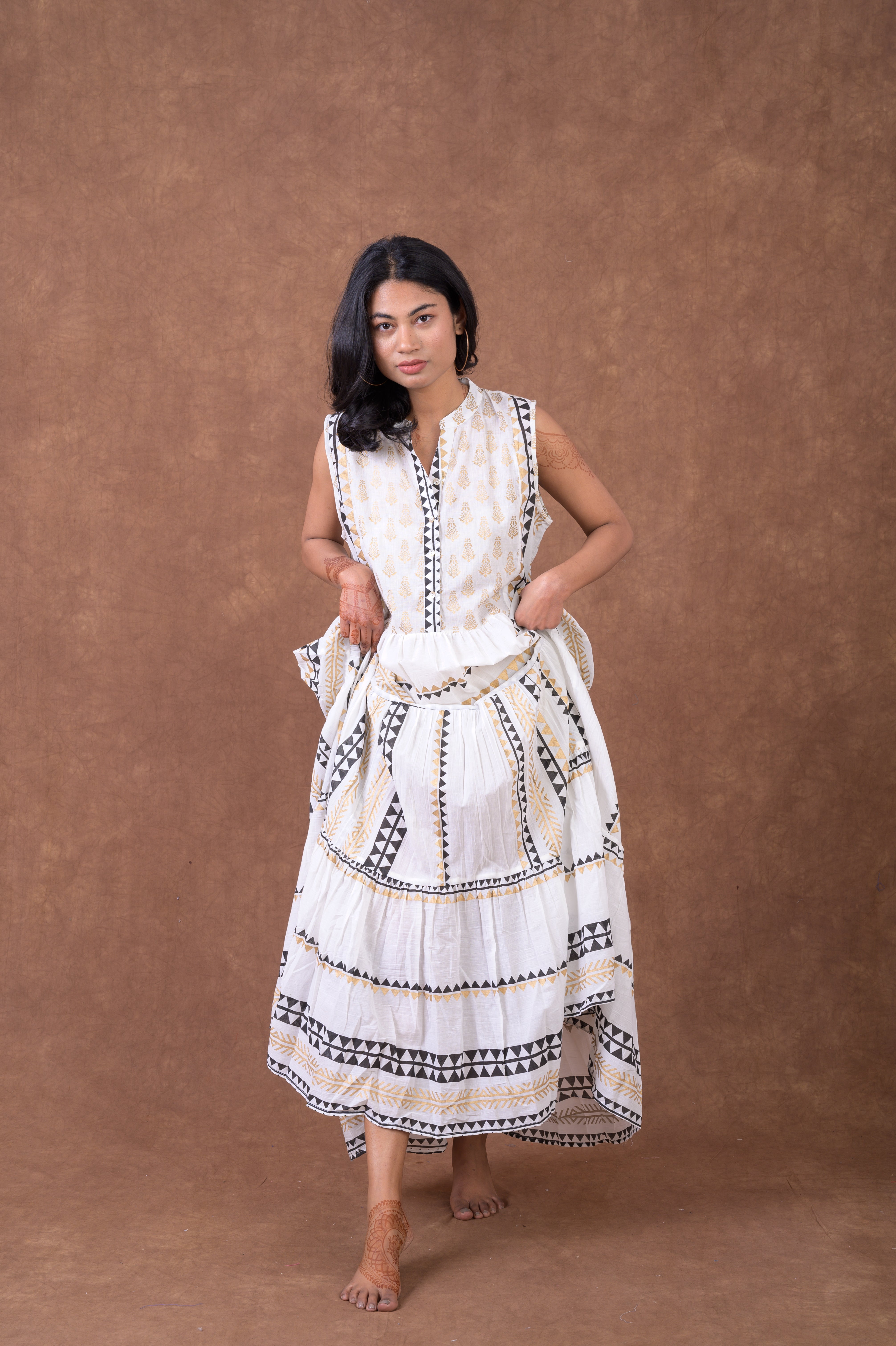 Rhea Sleeveless Pattern Dress