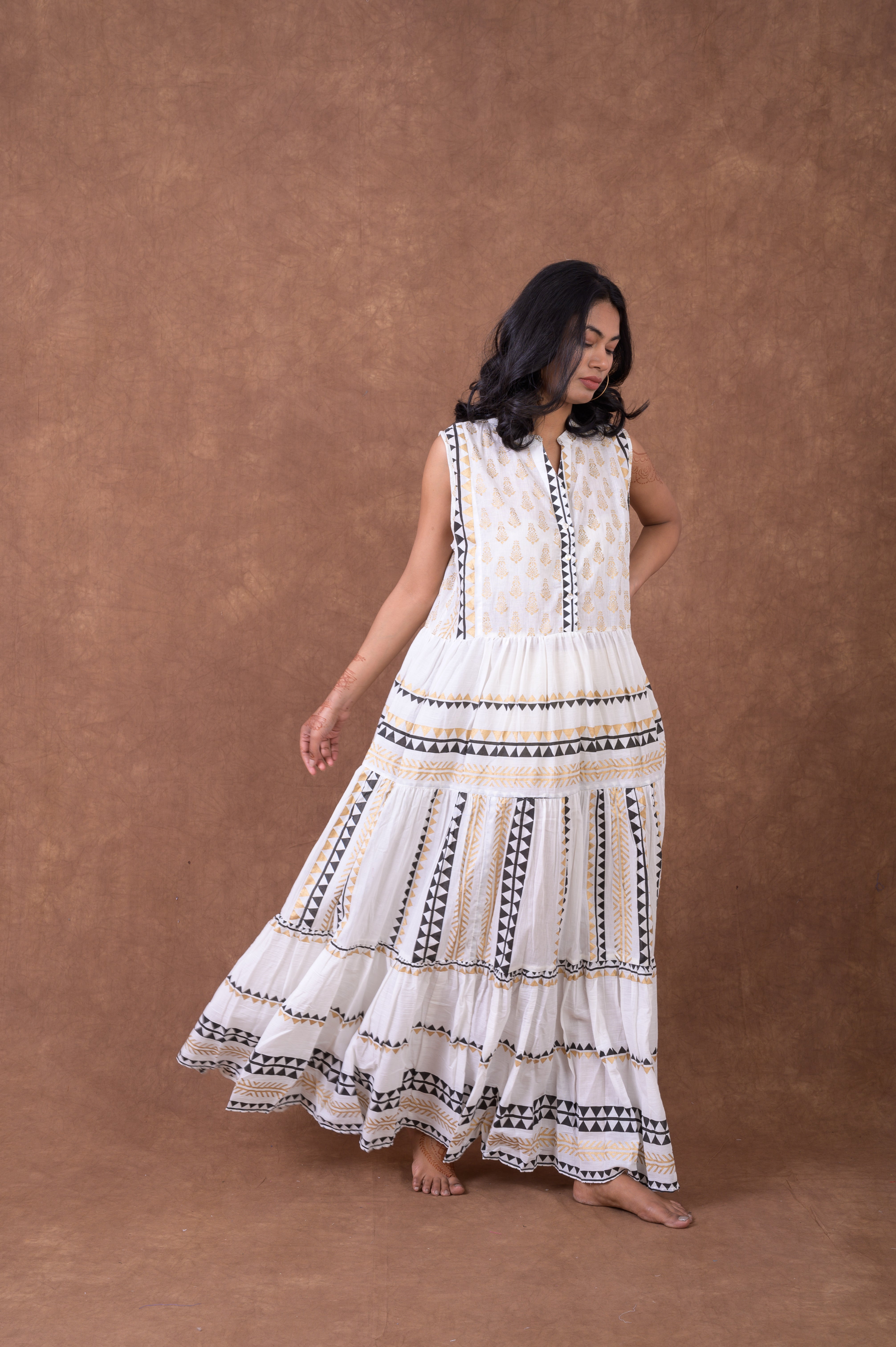 Rhea Sleeveless Pattern Dress