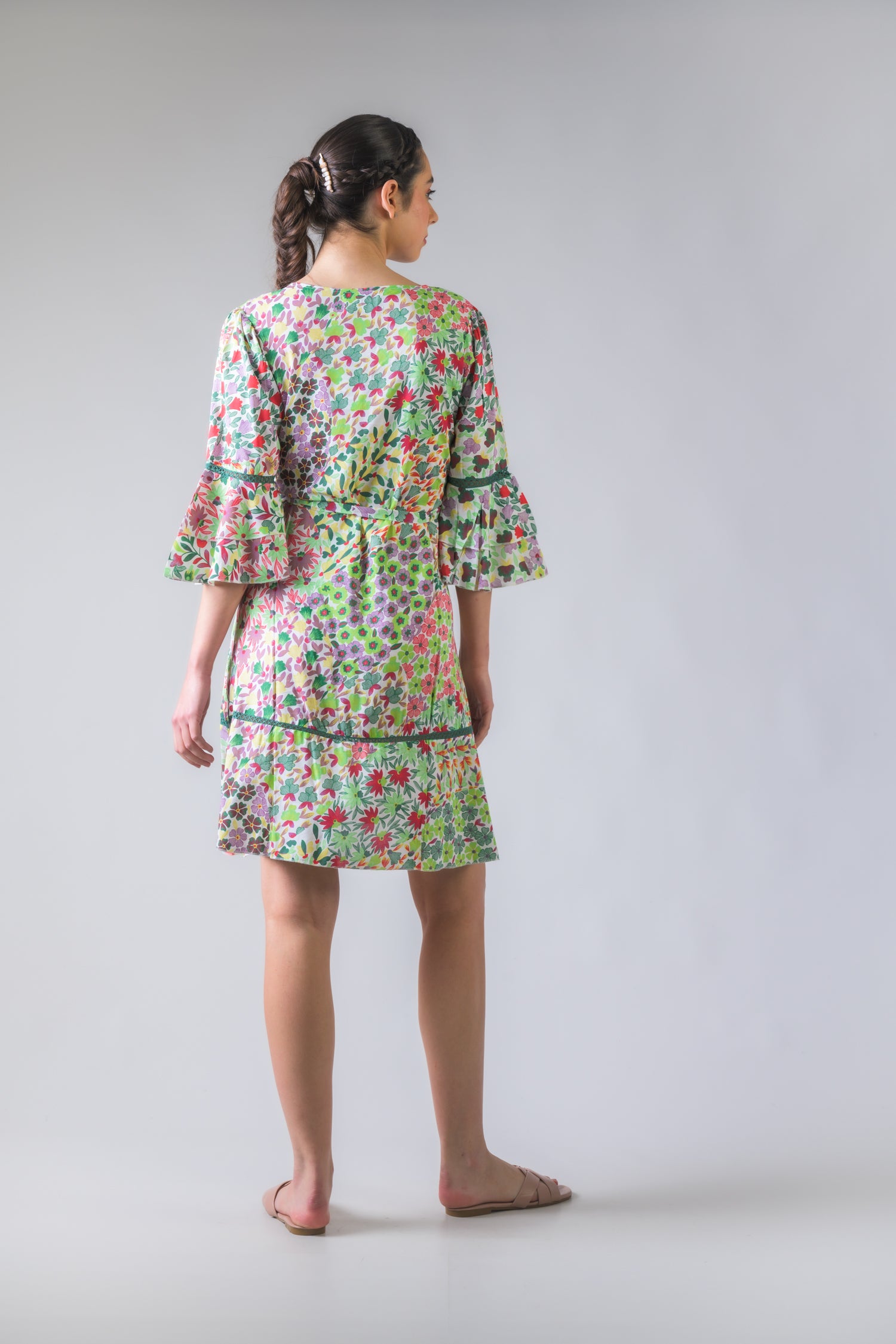 Rhea Flower Garden Tie-Waist Dress