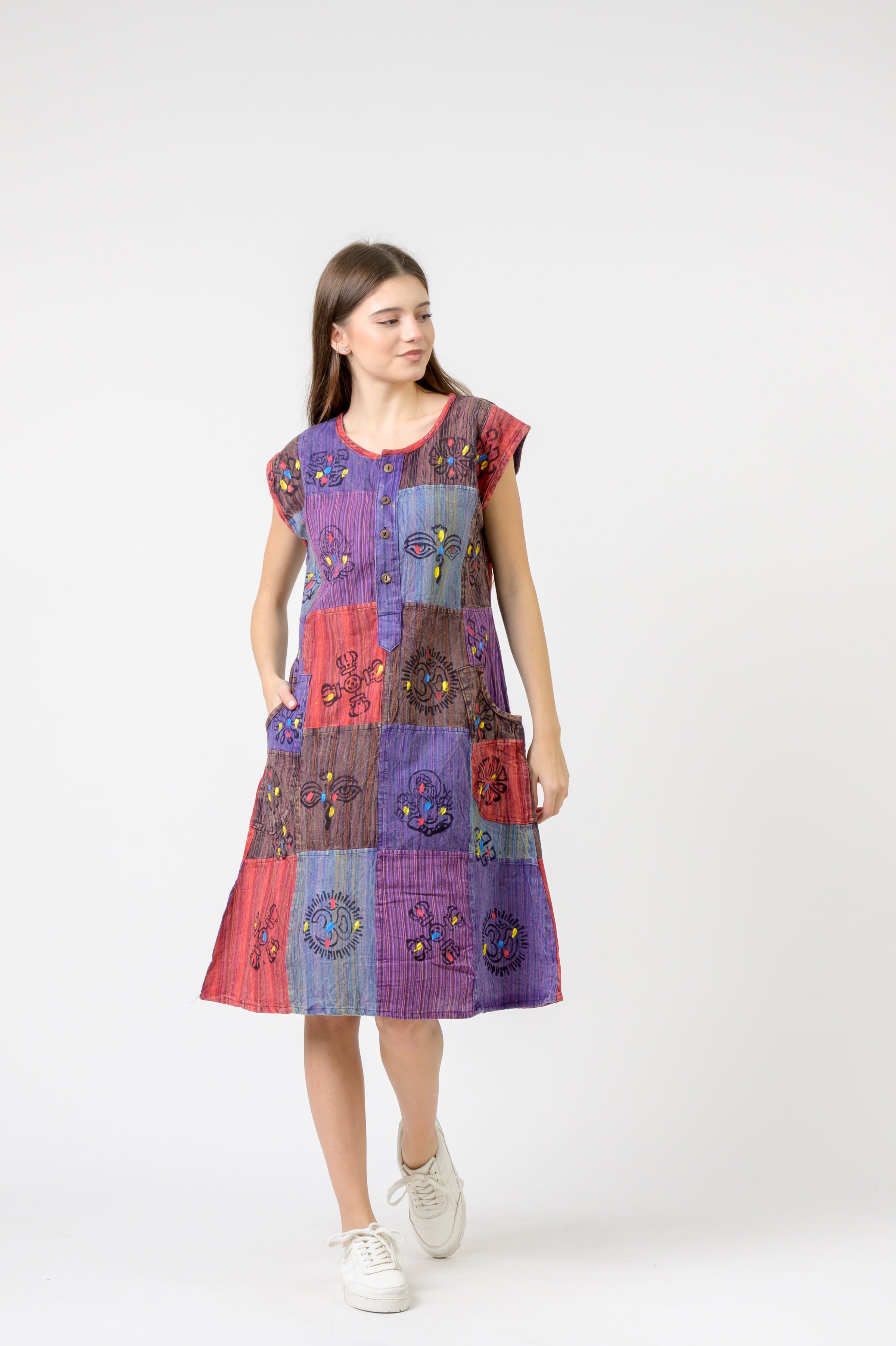 Rhea Half-Button Midi Dress