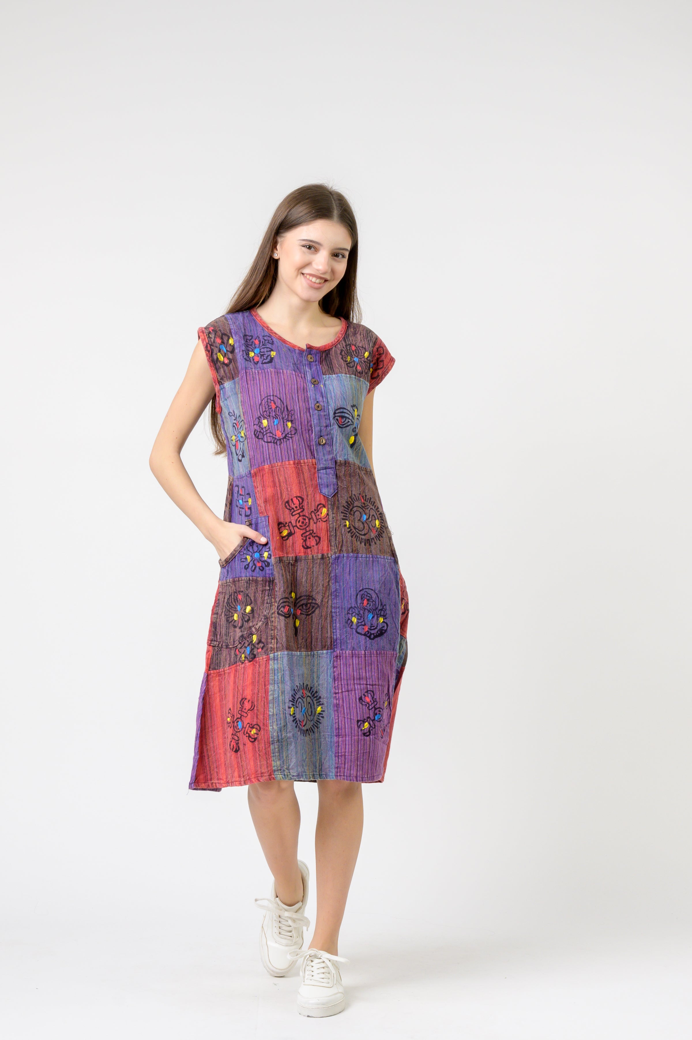 Rhea Half-Button Midi Dress (Assorted) | Henna Shoppe