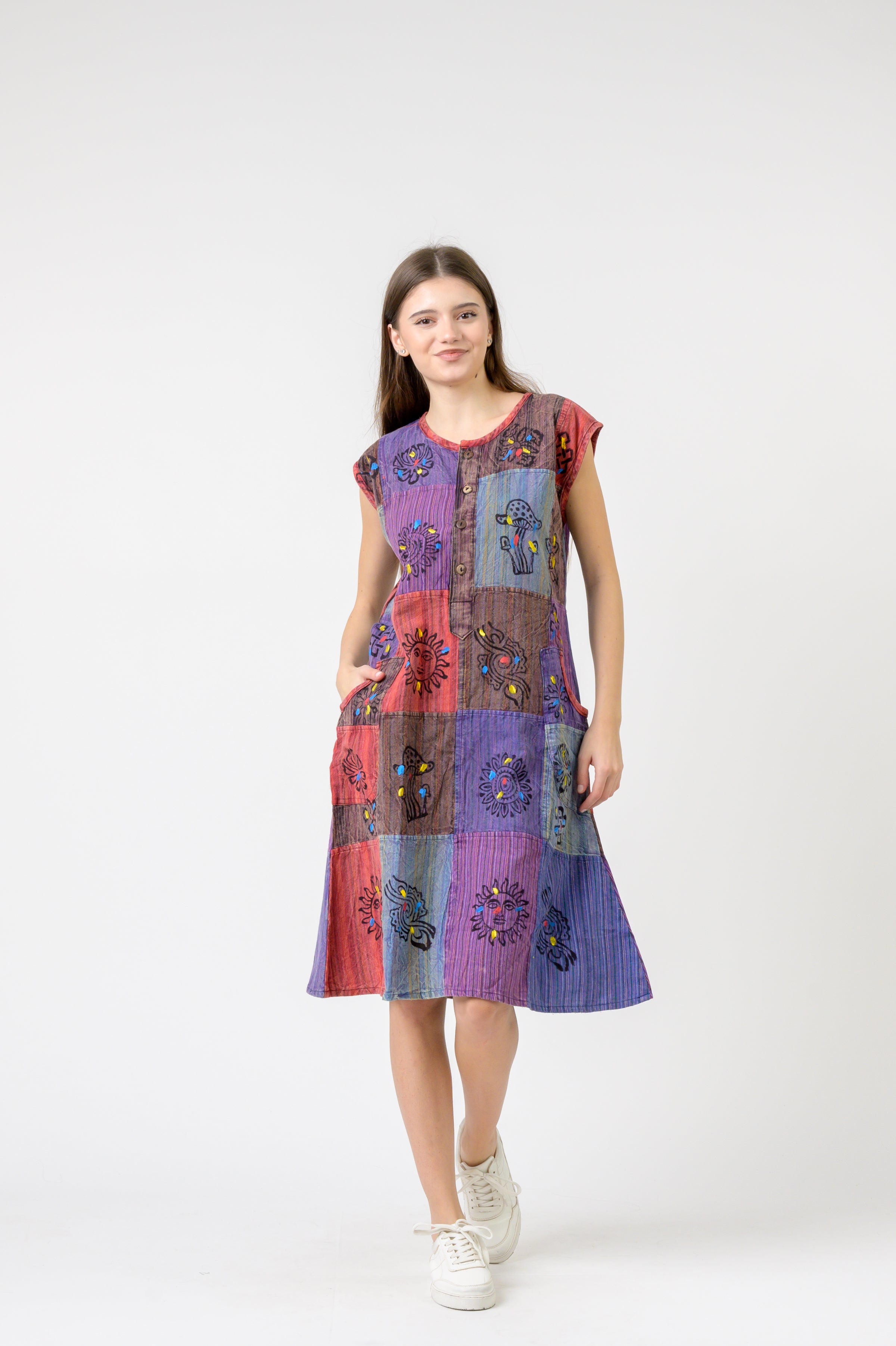 Rhea Half-Button Midi Dress