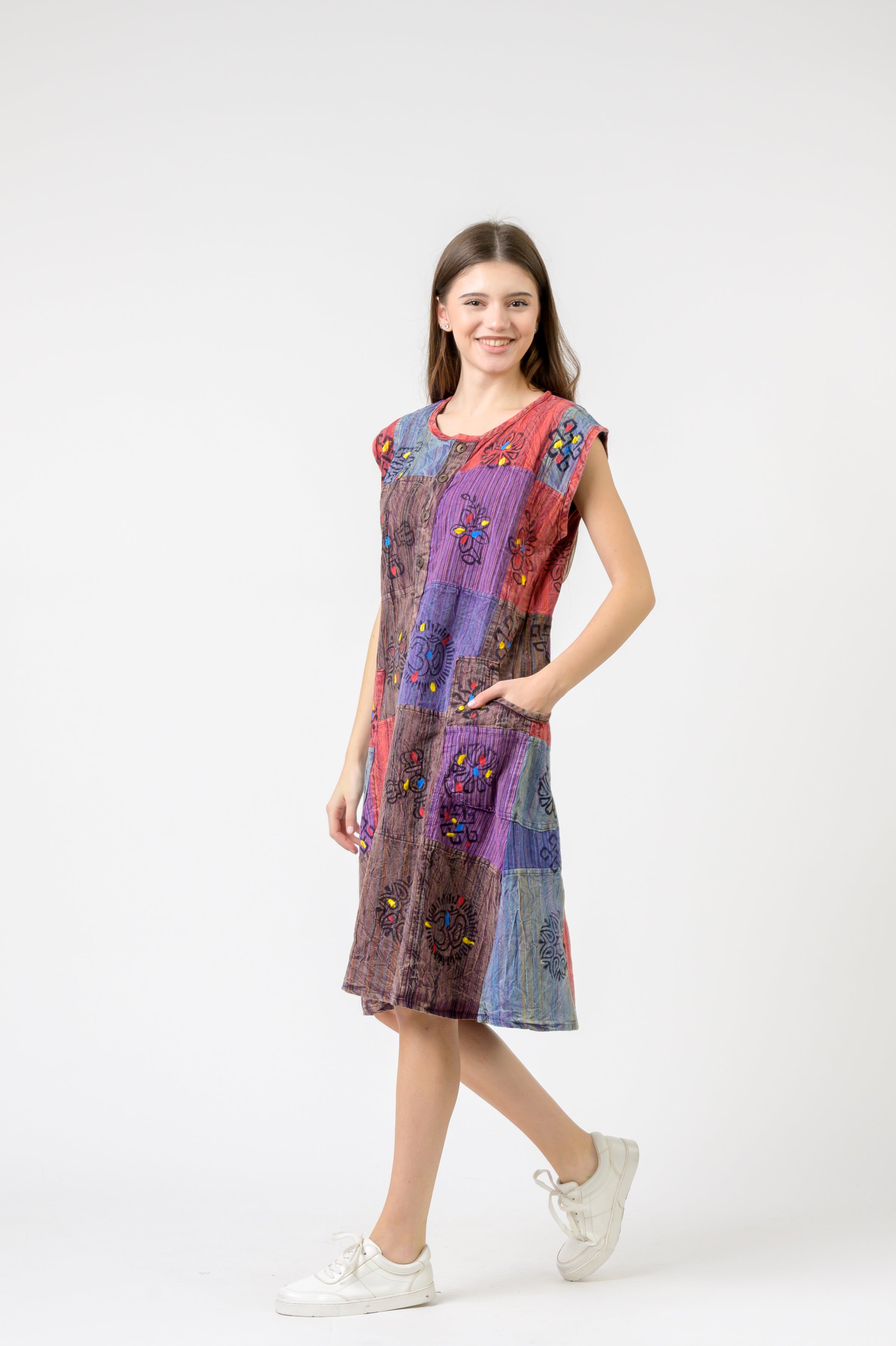 Rhea Half-Button Midi Dress