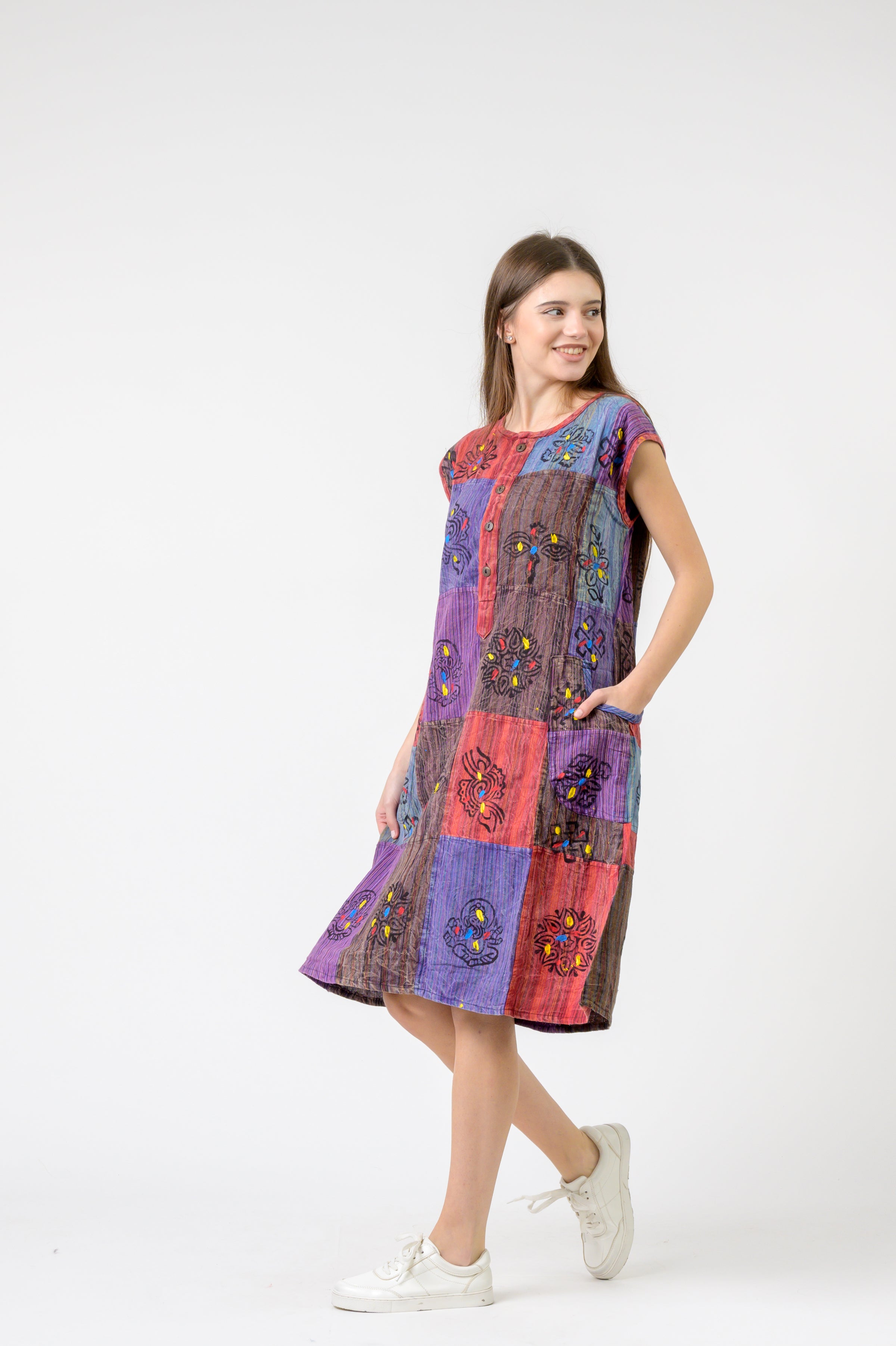 Rhea Half-Button Midi Dress