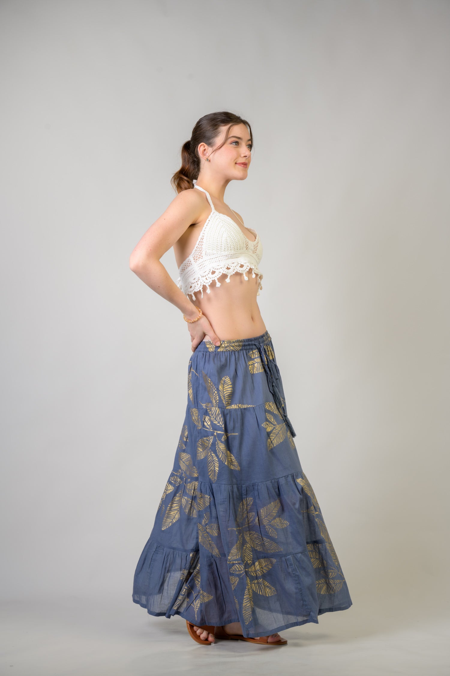 Rhea Foil and Leaf Skirt