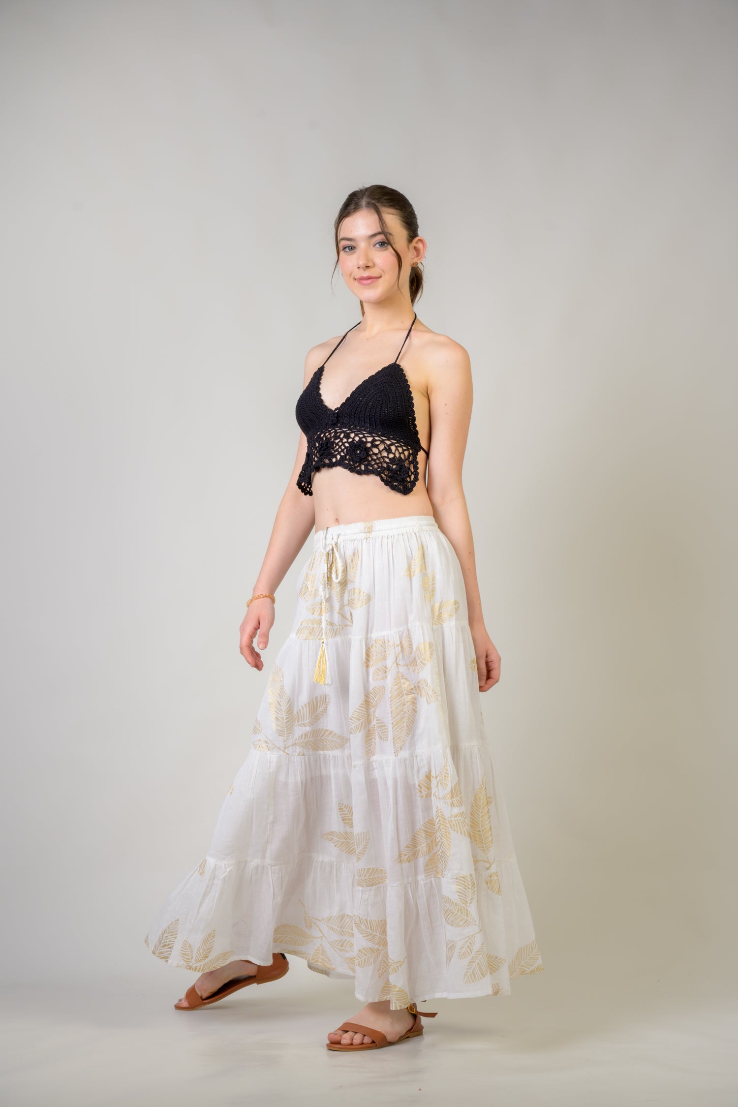 Rhea Foil and Leaf Skirt