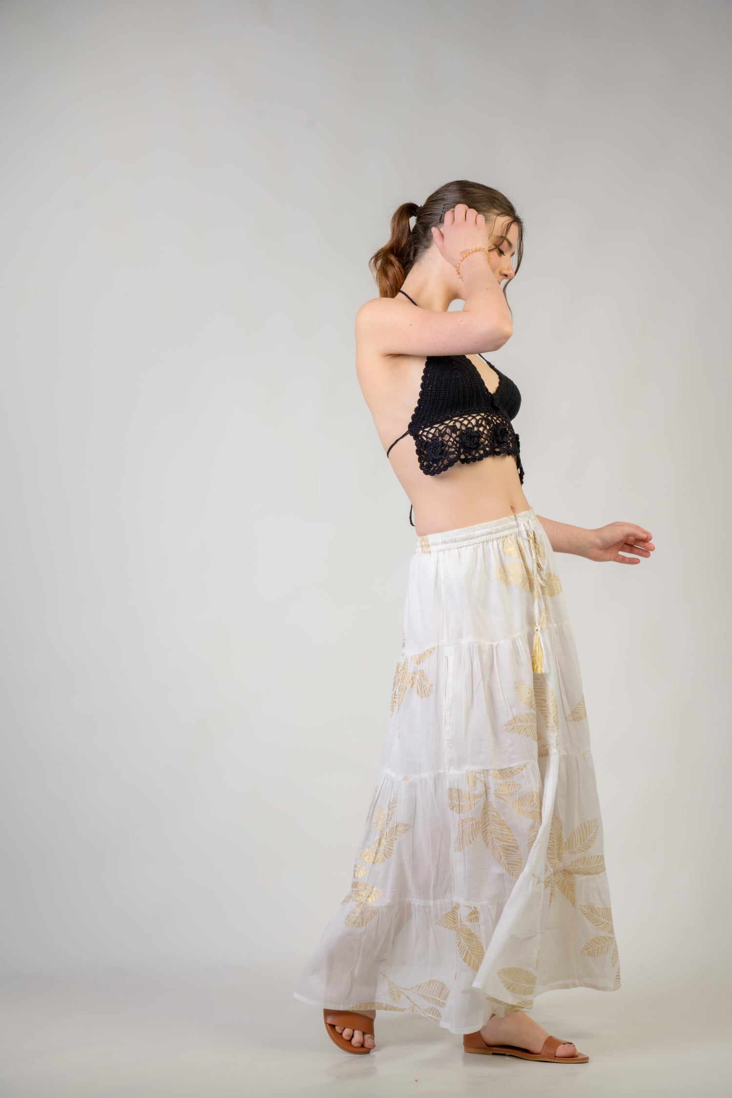 Rhea Foil and Leaf Skirt