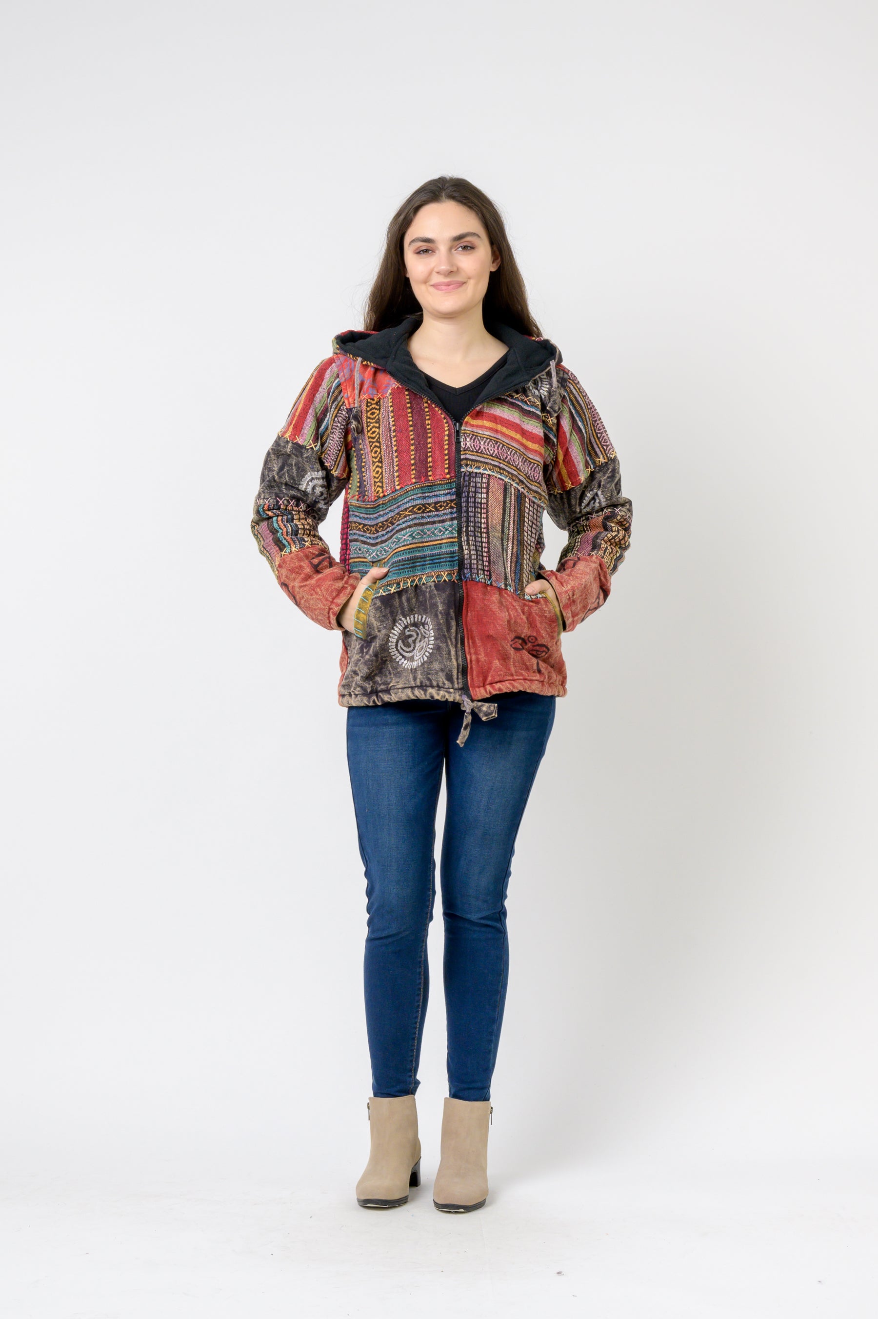 Rhea Pied Zipper Hoodie