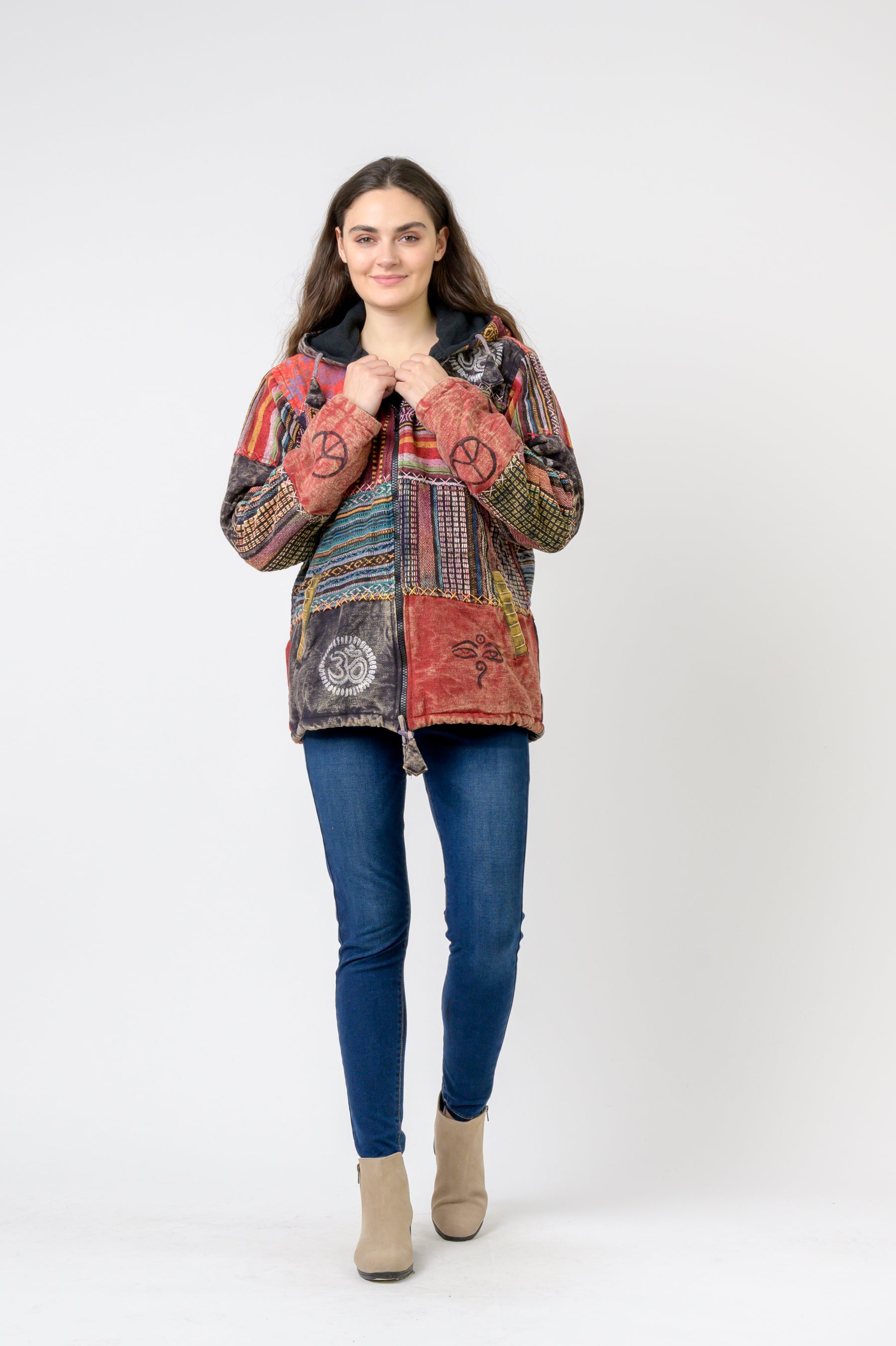 Rhea Pied Zipper Hoodie