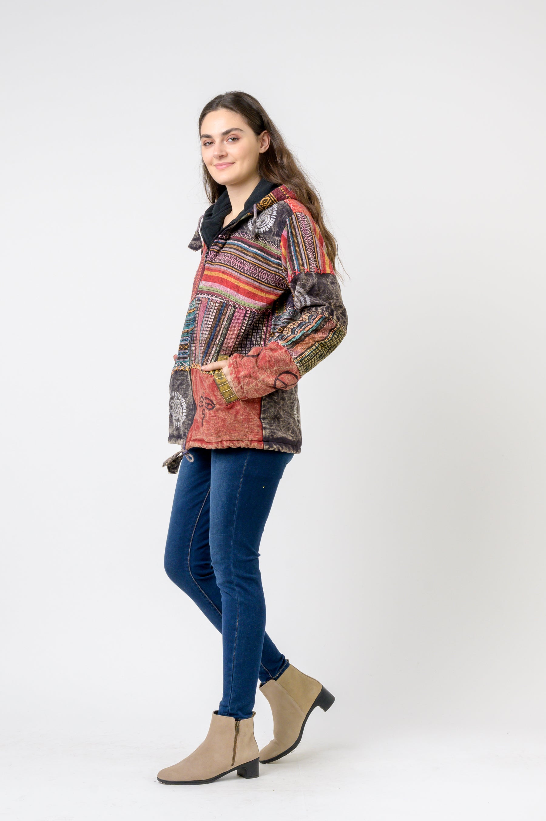 Rhea Pied Zipper Hoodie