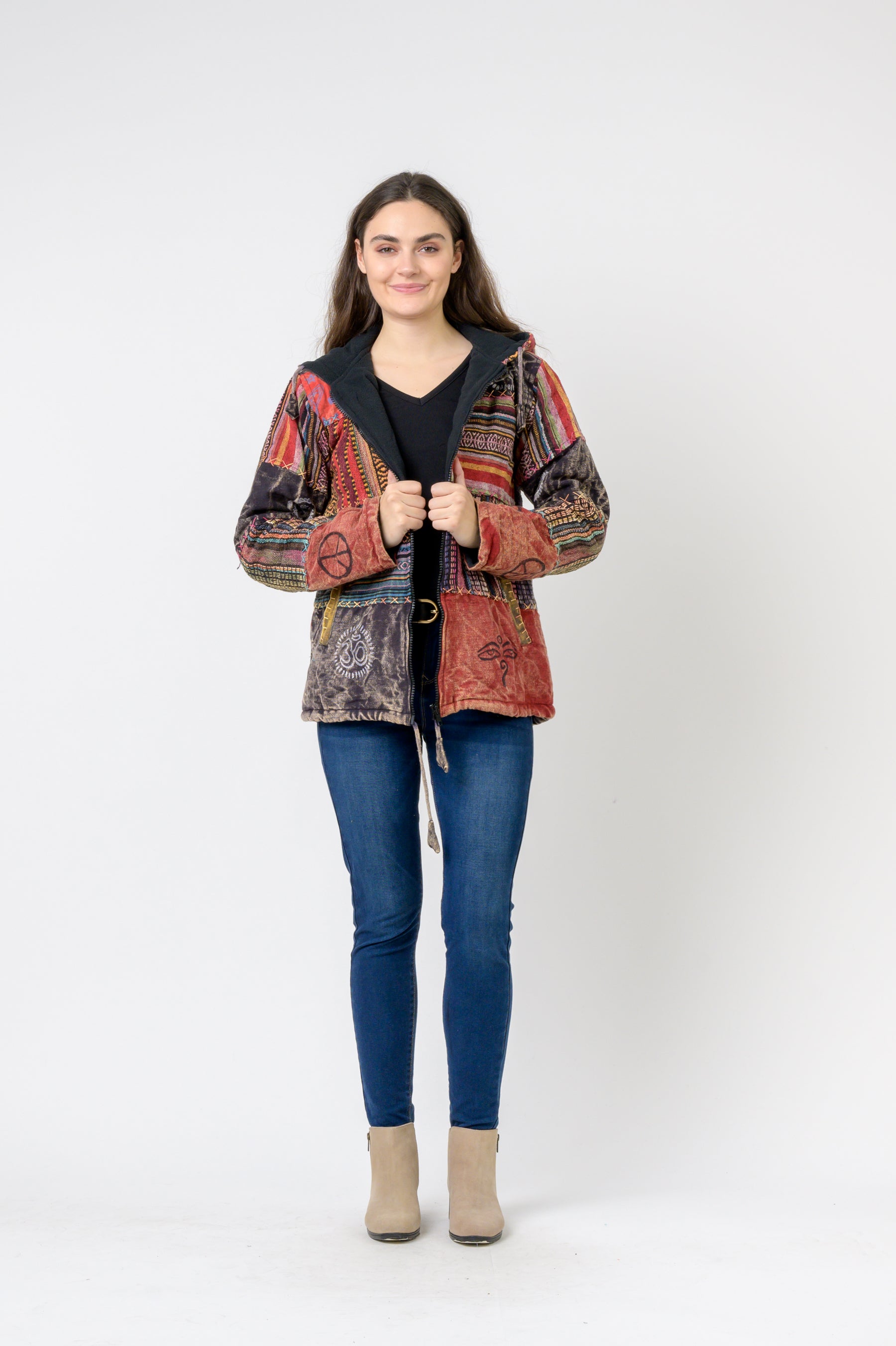 Rhea Pied Zipper Hoodie