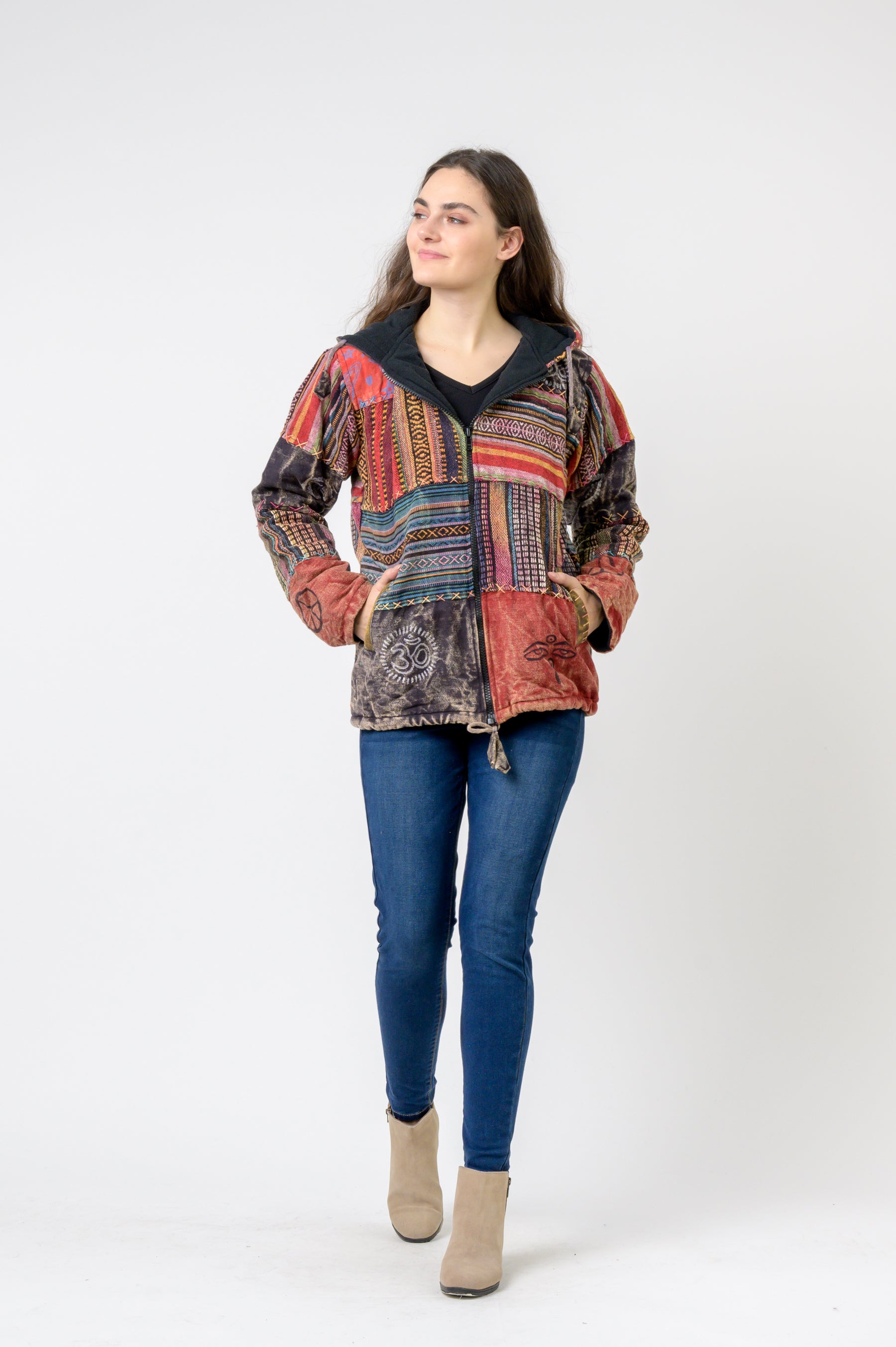 Rhea Pied Zipper Hoodie