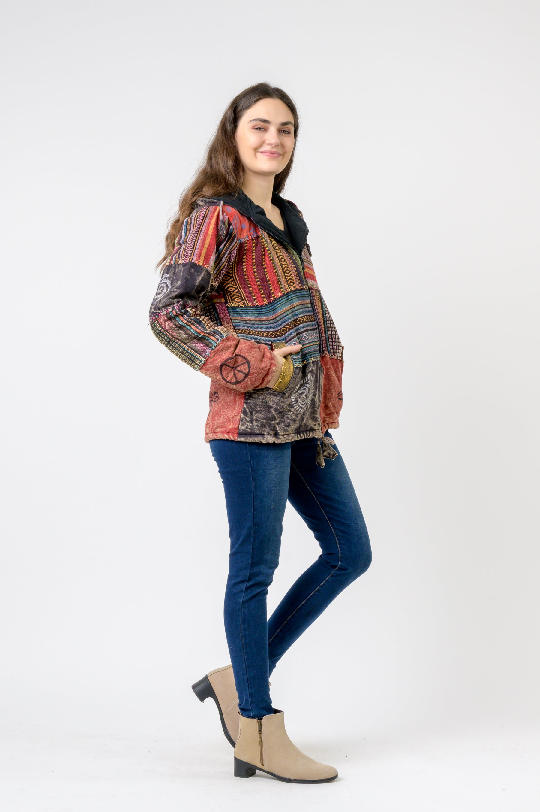 Rhea Pied Zipper Hoodie