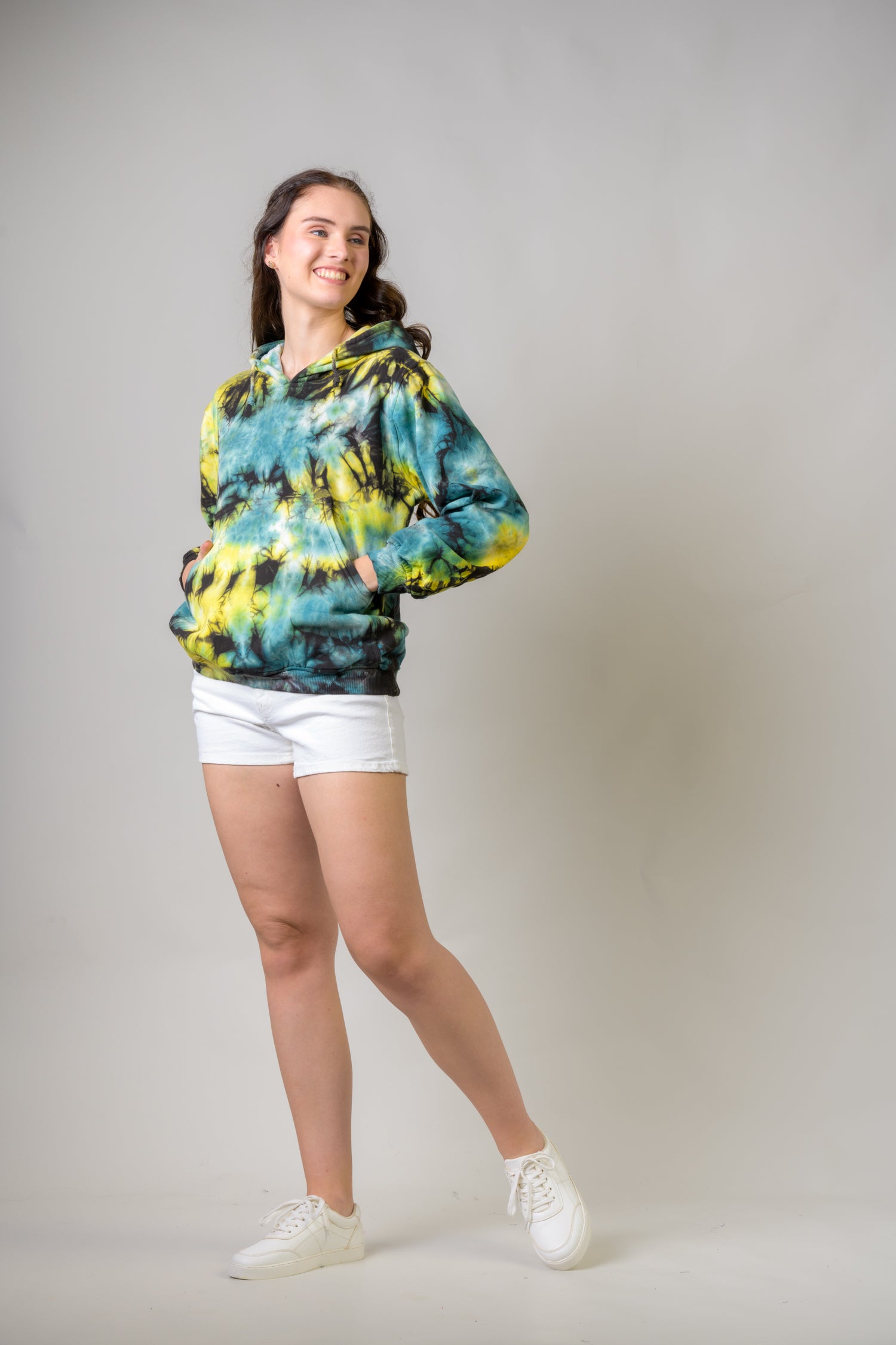 Rhea Forest Cotton Tie-Dye Hoodie