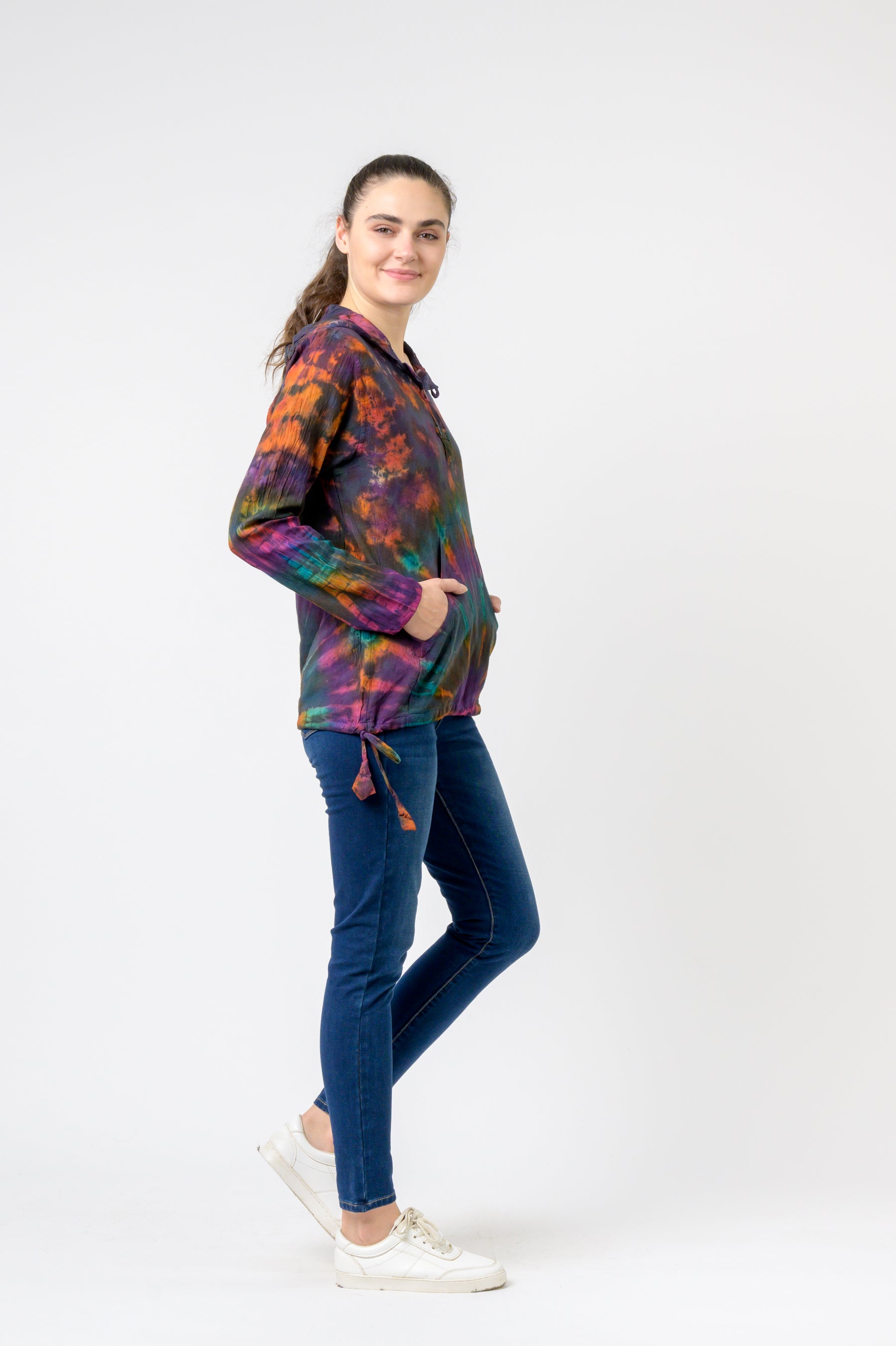 Rhea Sunburst Cotton Tie-Dye Hoodie