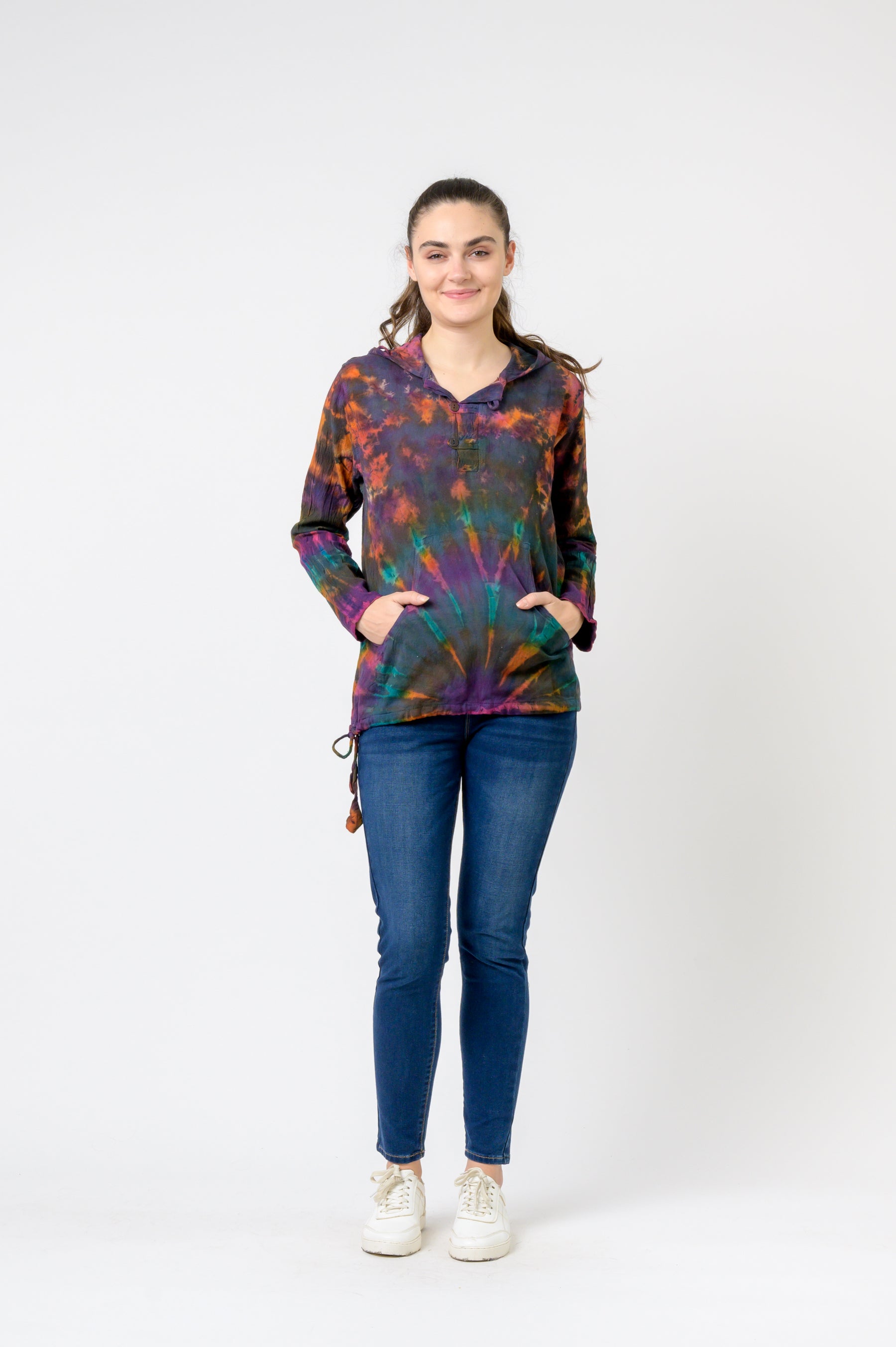 Rhea Sunburst Cotton Tie-Dye Hoodie
