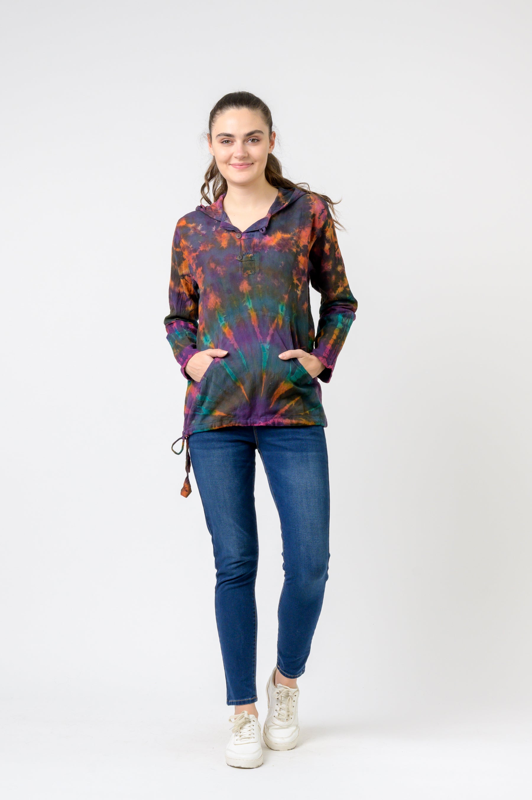 Rhea Sunburst Cotton Tie-Dye Hoodie