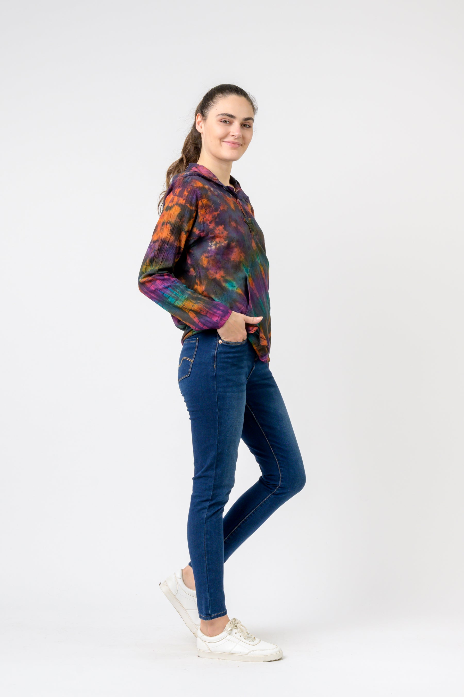 Rhea Sunburst Cotton Tie-Dye Hoodie