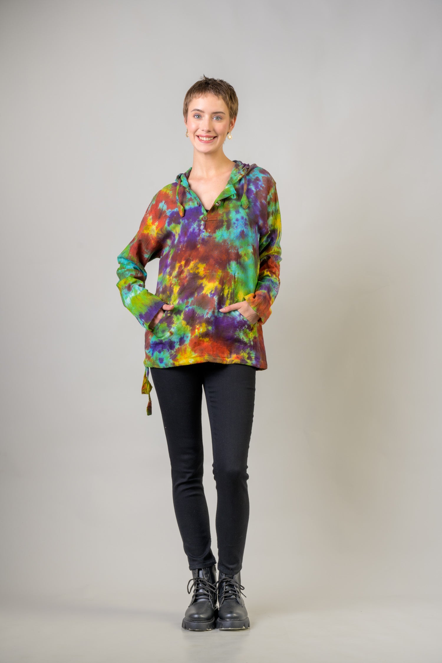 Rhea Colorful Cotton Tie-Dye Hoodie