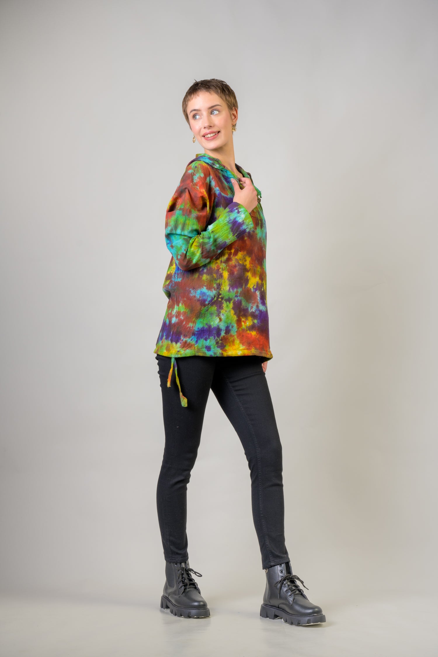 Rhea Colorful Cotton Tie-Dye Hoodie