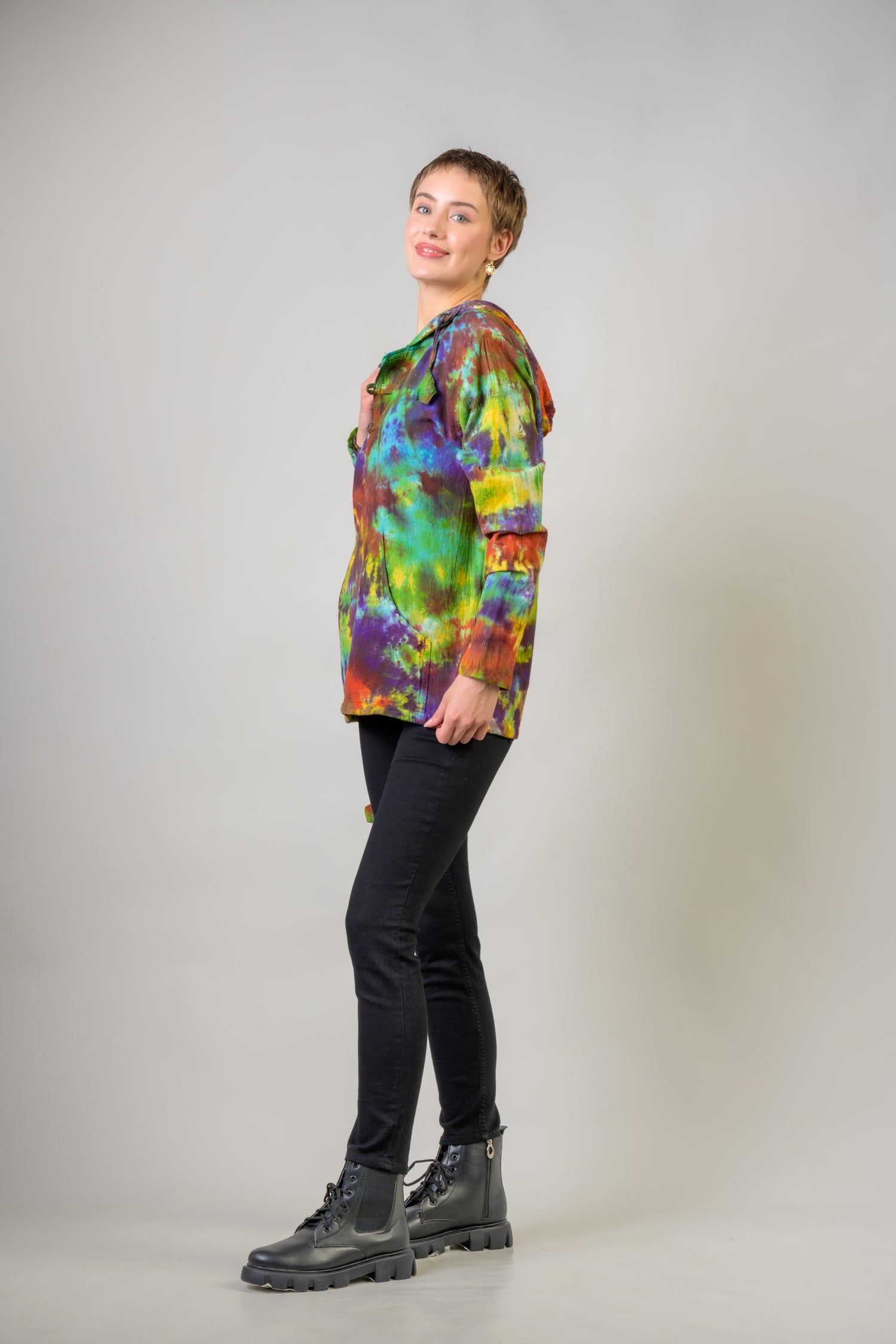 Rhea Colorful Cotton Tie-Dye Hoodie