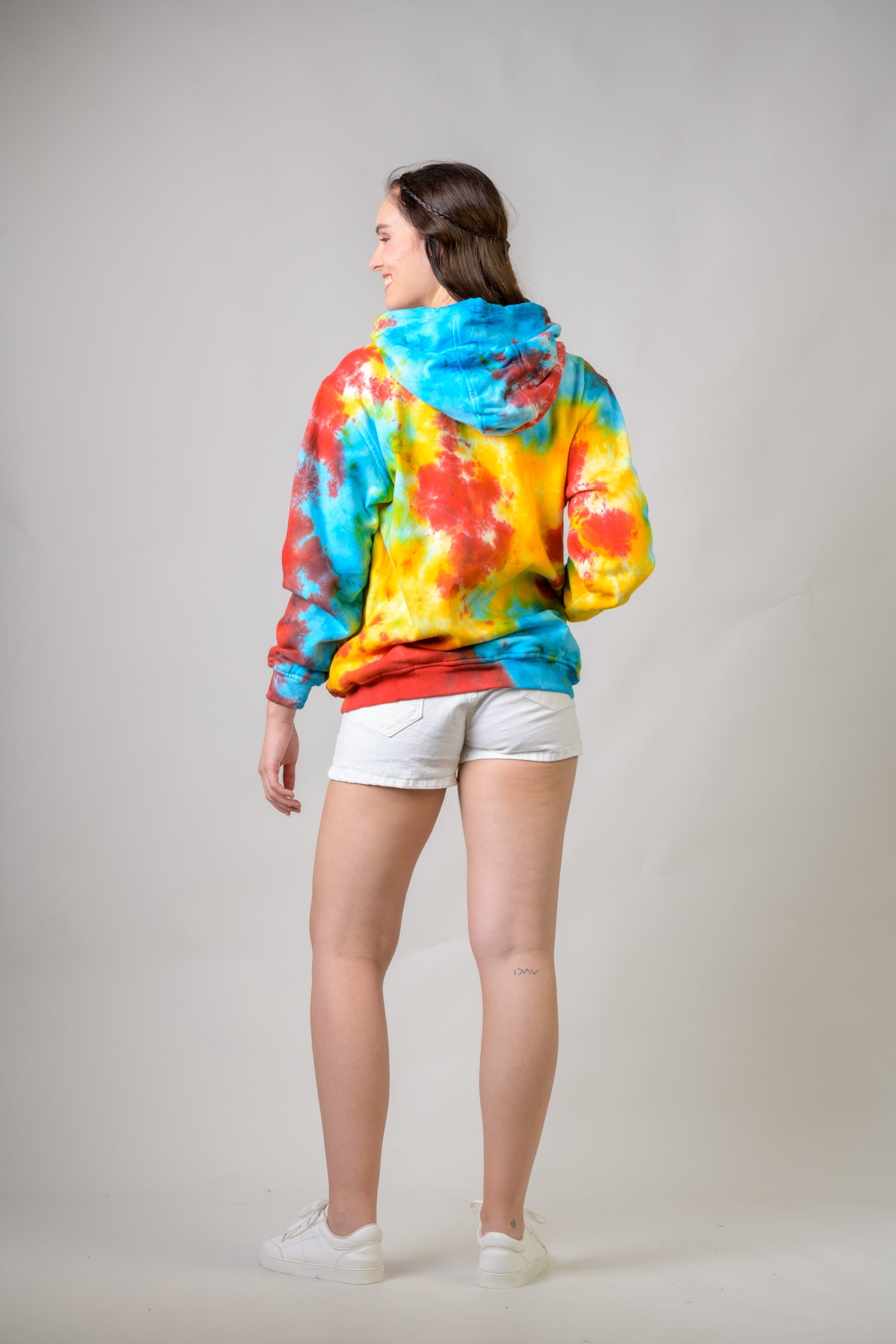 Rhea Paint Pattern Cotton Tie-Dye Hoodie