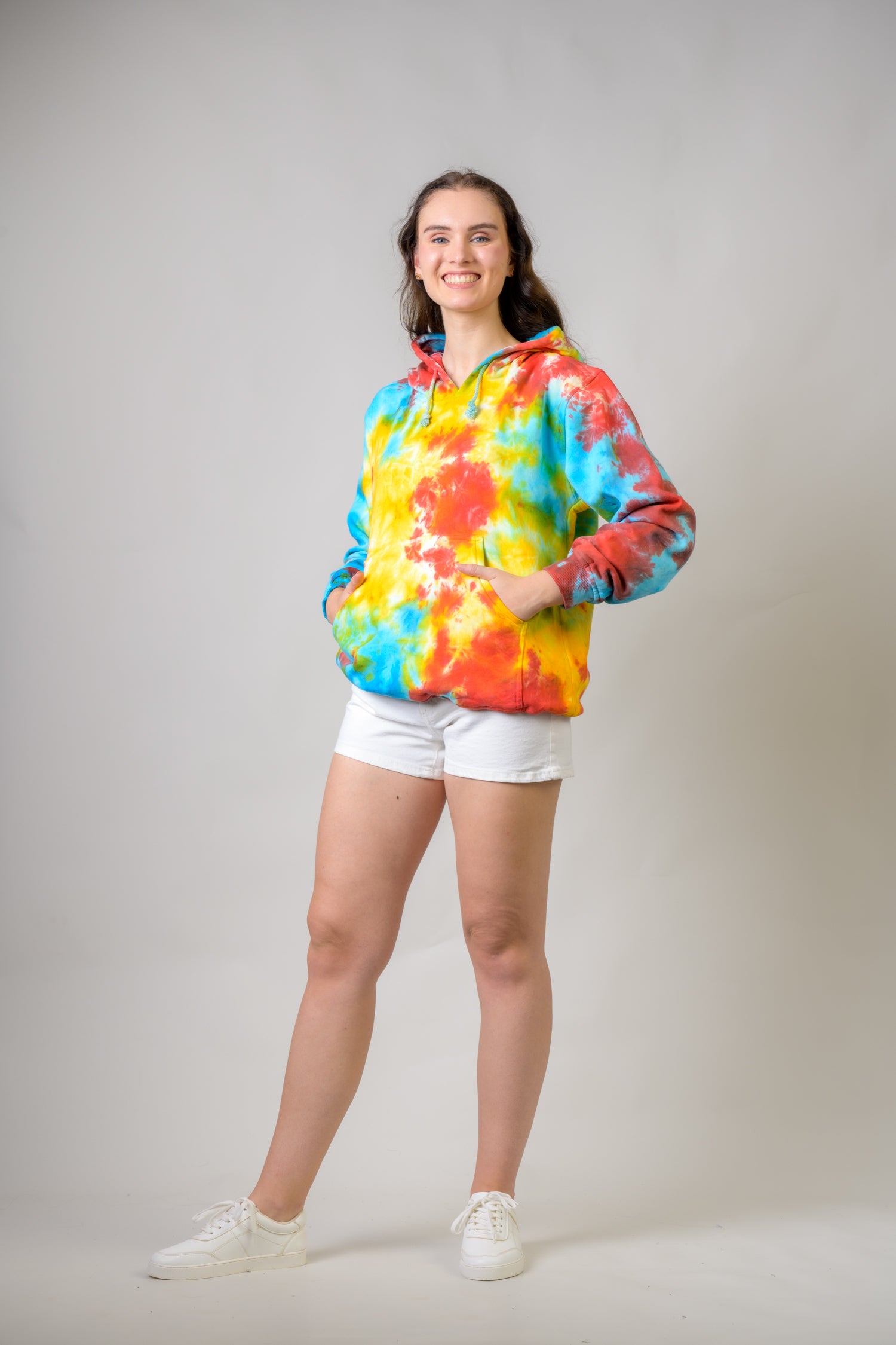 Rhea Paint Pattern Cotton Tie-Dye Hoodie