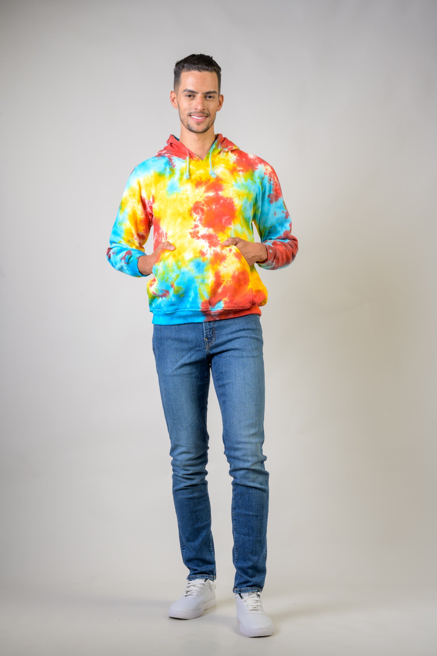 Rhea Paint Pattern Cotton Tie-Dye Hoodie