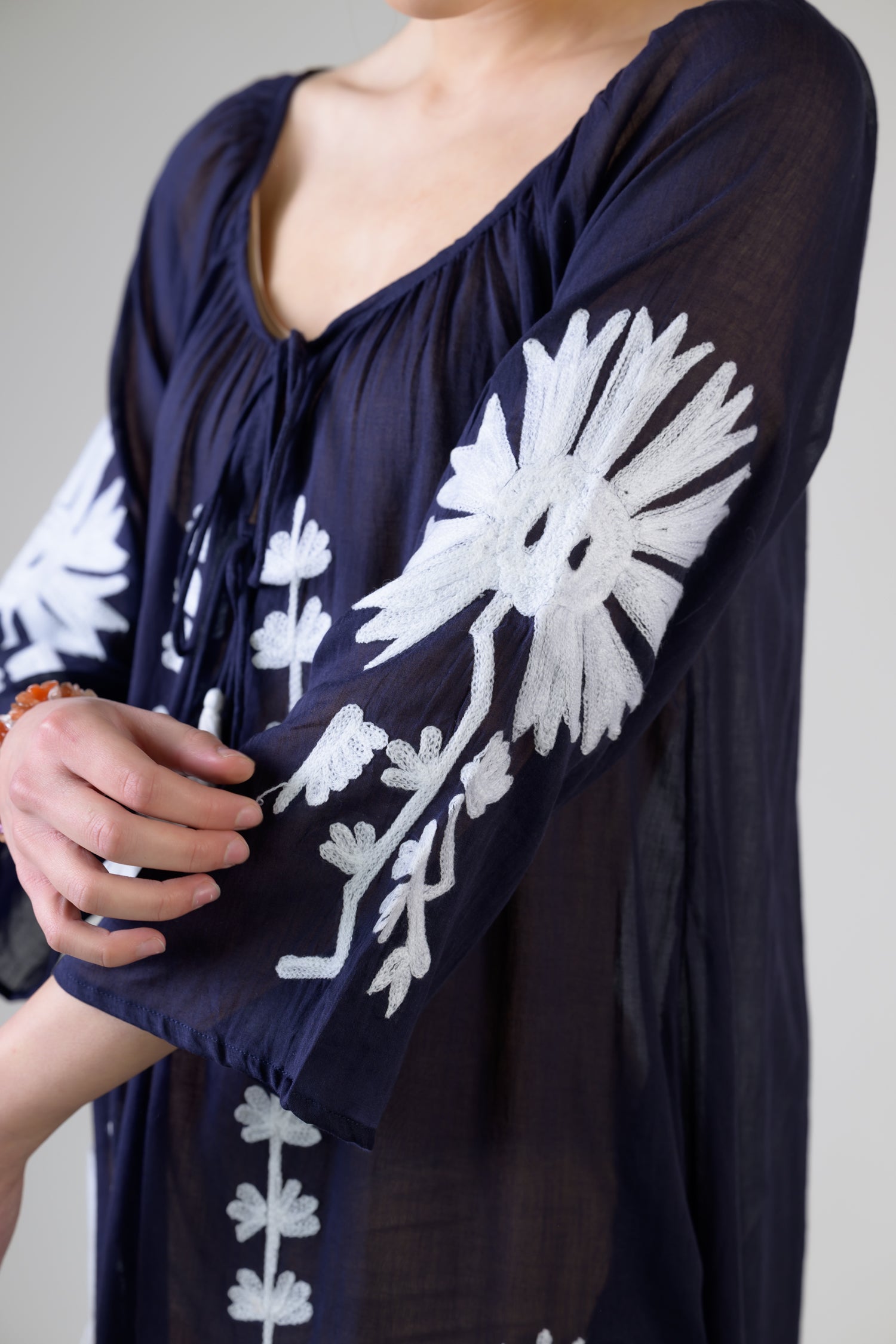 Hand Embroidered Pigment Dyed Tunic