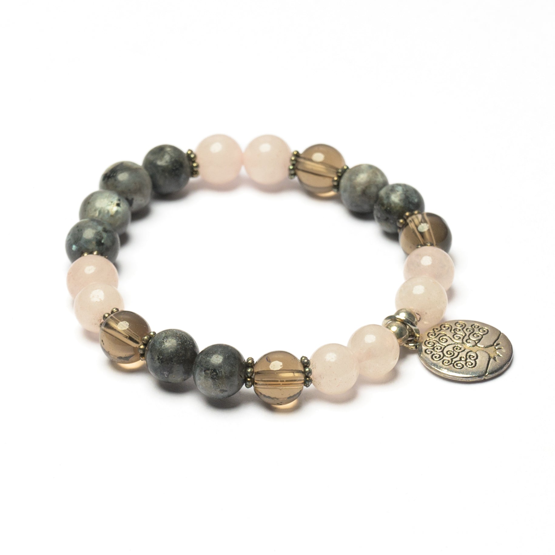 Mixed Stone Bead Charm Bracelet